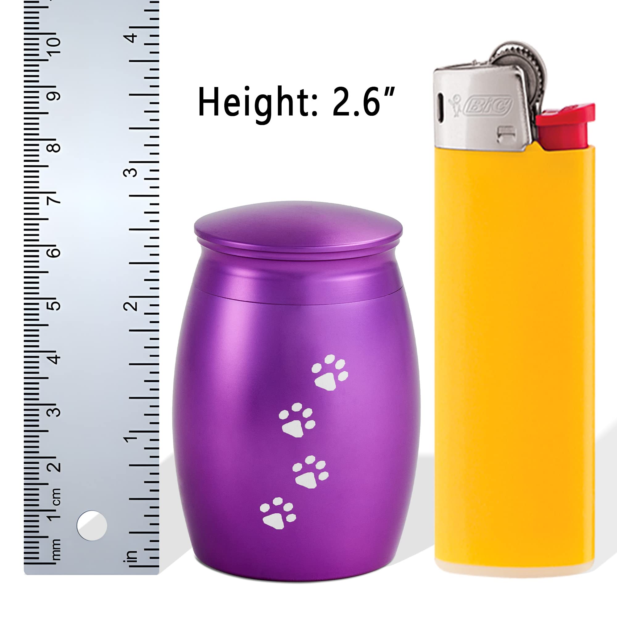 Lines Arte Small Cremation Urns For Dog Or Cats Ashes,2.67 Inches Mini Puple Keepsake Urns For Pet Ashes With Paw Print