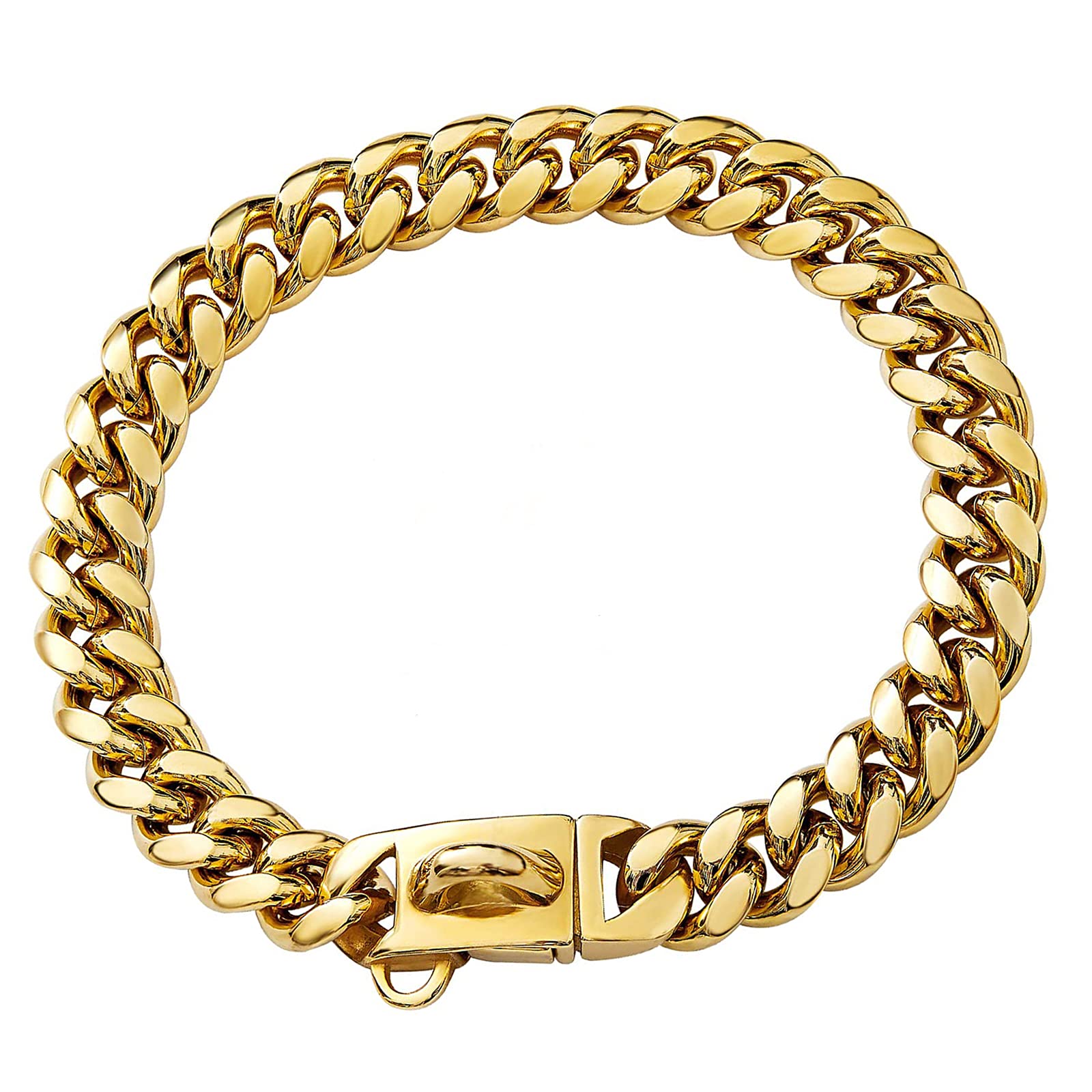 Yowity 18'' Gold Dog Collar,Strong Stainless Steel Dog Cuban Link Collar,Gold Dog Chain Walking Collar For Small Medium Dogs