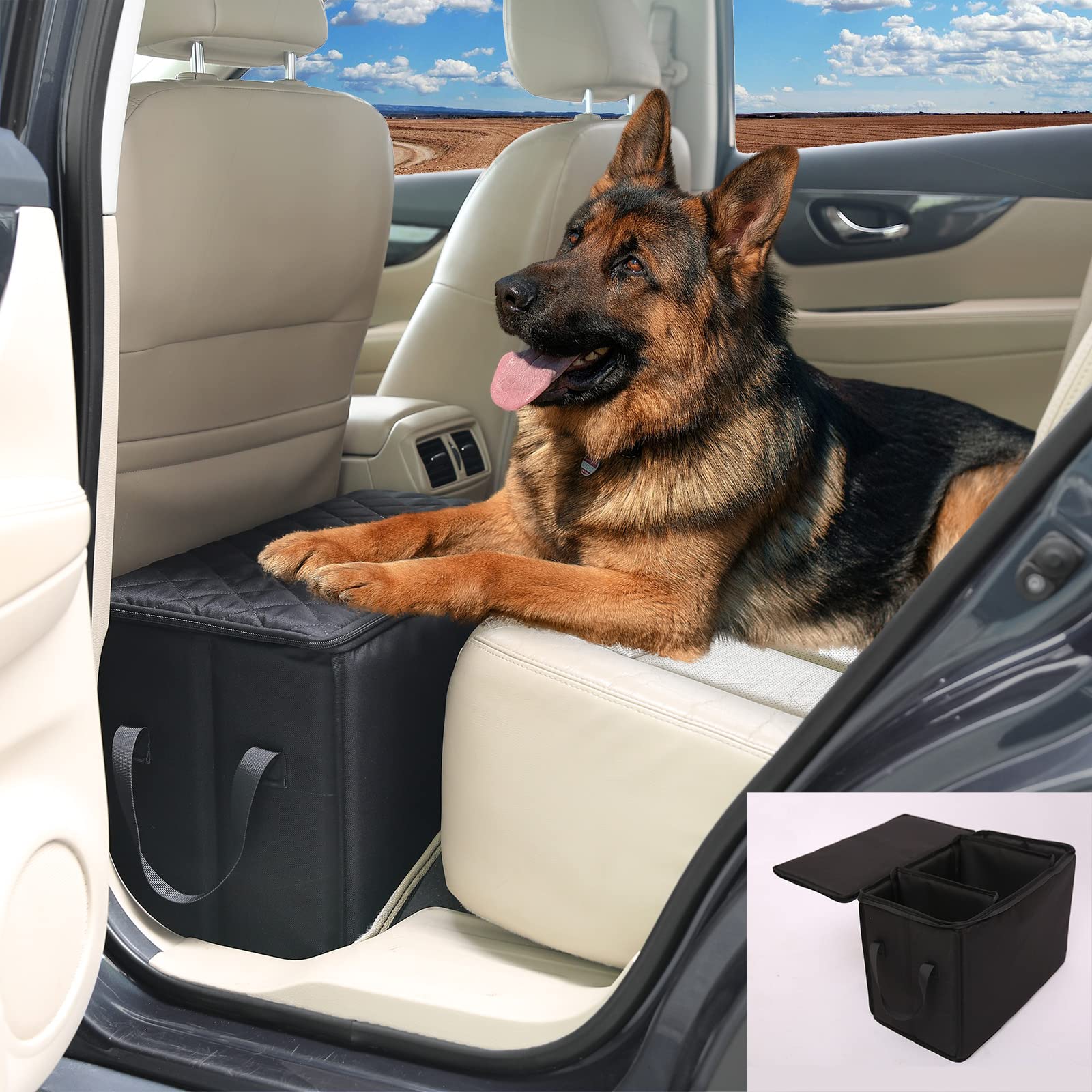 Dog Car Seat Extender With Storage, Suitable For Dogs Up To 200Lbs, Car Seat Gap Filler, Protect Dogs Not Fall Into The Floor Ar