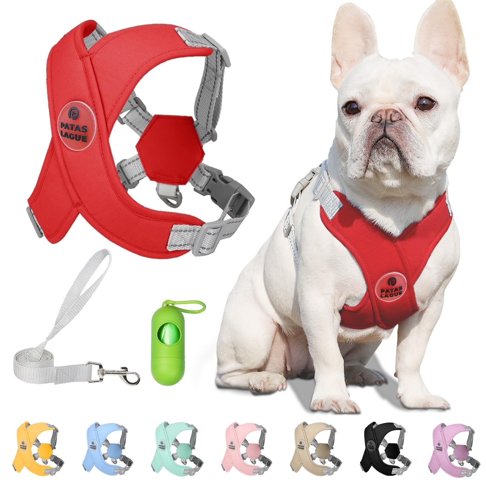 Patas Lague Dog Harness With Leash Set Adjustable Soft Padded Step-In Dog Vest No Choke No Pull Reflective For Small Medium Pets