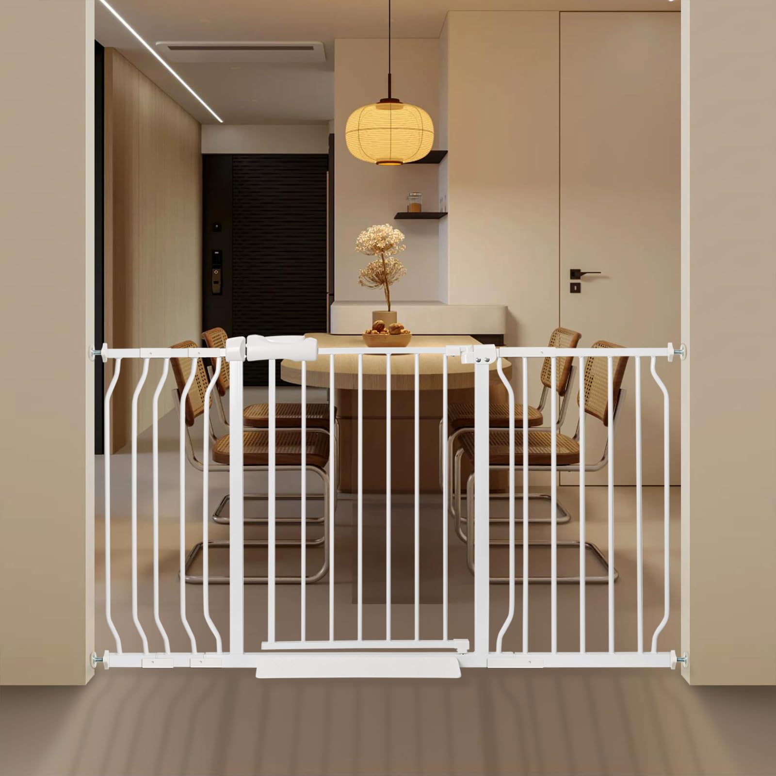 Extra Wide Baby Gate with Door Pressure Mounted 52.76-57.48 Inch,Child Baby Gates for Doorways No Drilling,Walk Through Dog Gate