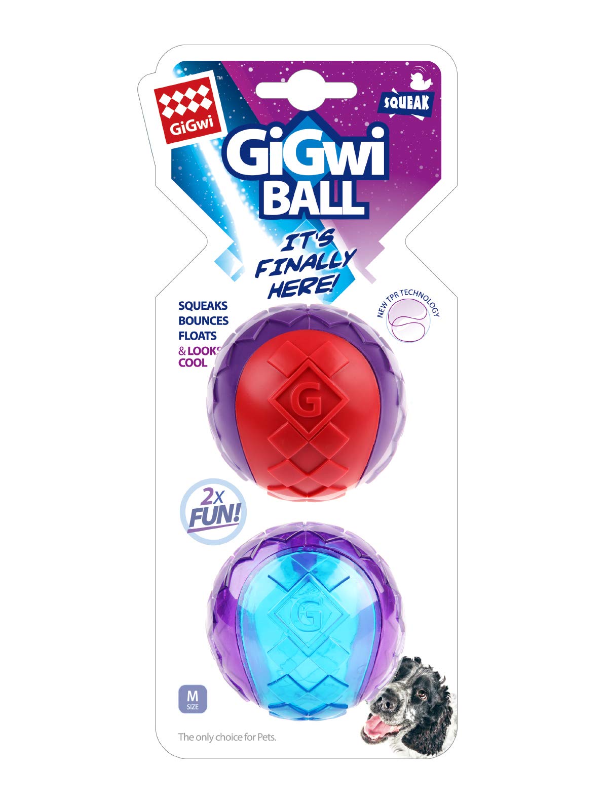 GiGwi Squeaky Dog Ball for Fetch & Play, High Bounce, Floats, Durable NonToxic Rubber Balls for Dogs, Gentle on Teeth & Gums, A