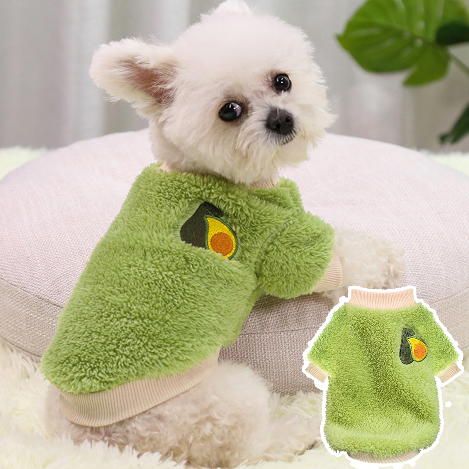 2 Pieces Puppy Sweater - Small Girl Dog Clothes, Winter Warm Fleece, Cute Style, Thick Pet Clothing (X-Small)
