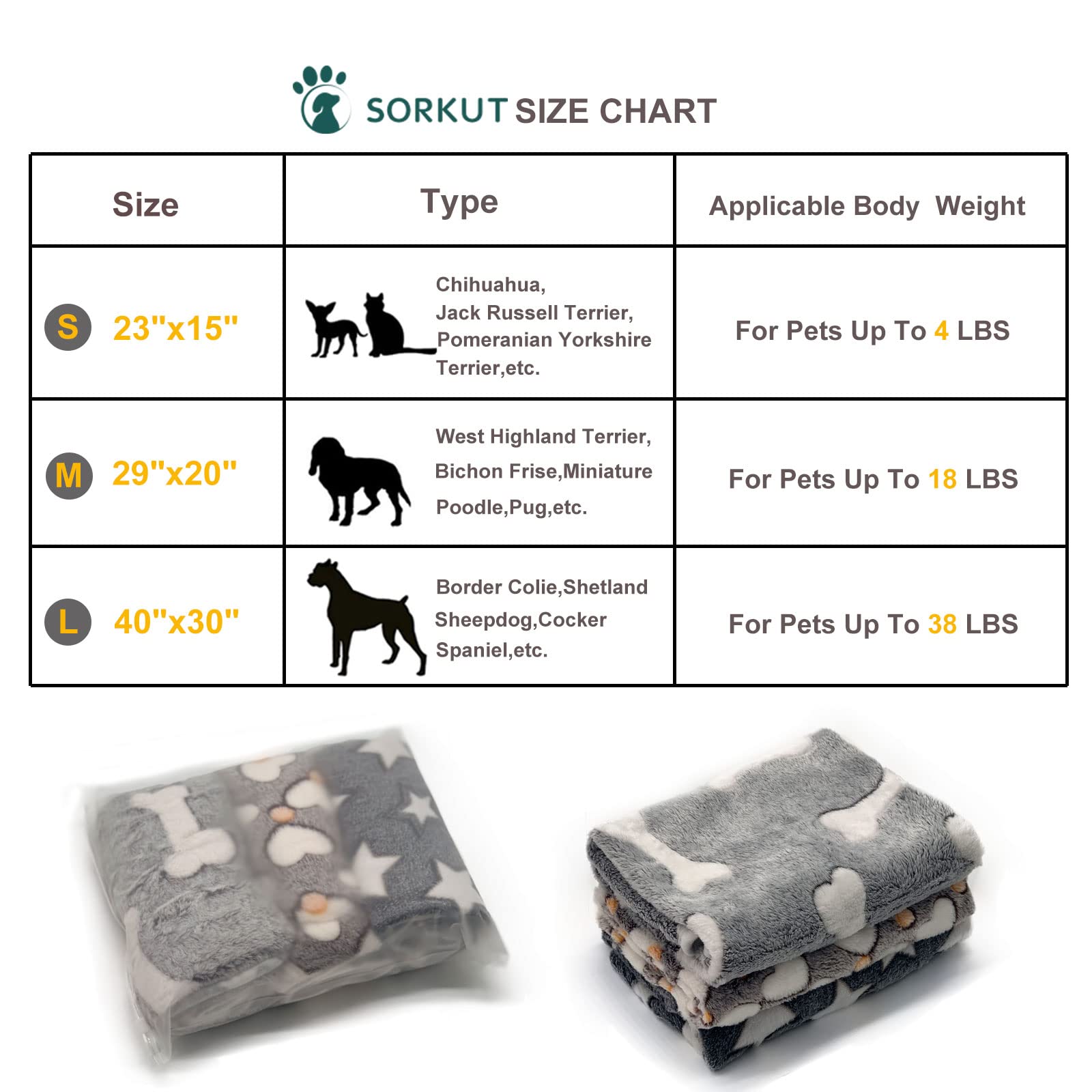 1 Pack 3 Puppy Blankets Super Soft Warm Sleep Mat Grey Cute Print Blanket Fluffy Fleece Pet Blanket Flannel Throw Dog Blankets For Small Dogs Puppy Dogs Fluffy Cats,Star&Bone&Love-Large(40'X30')
