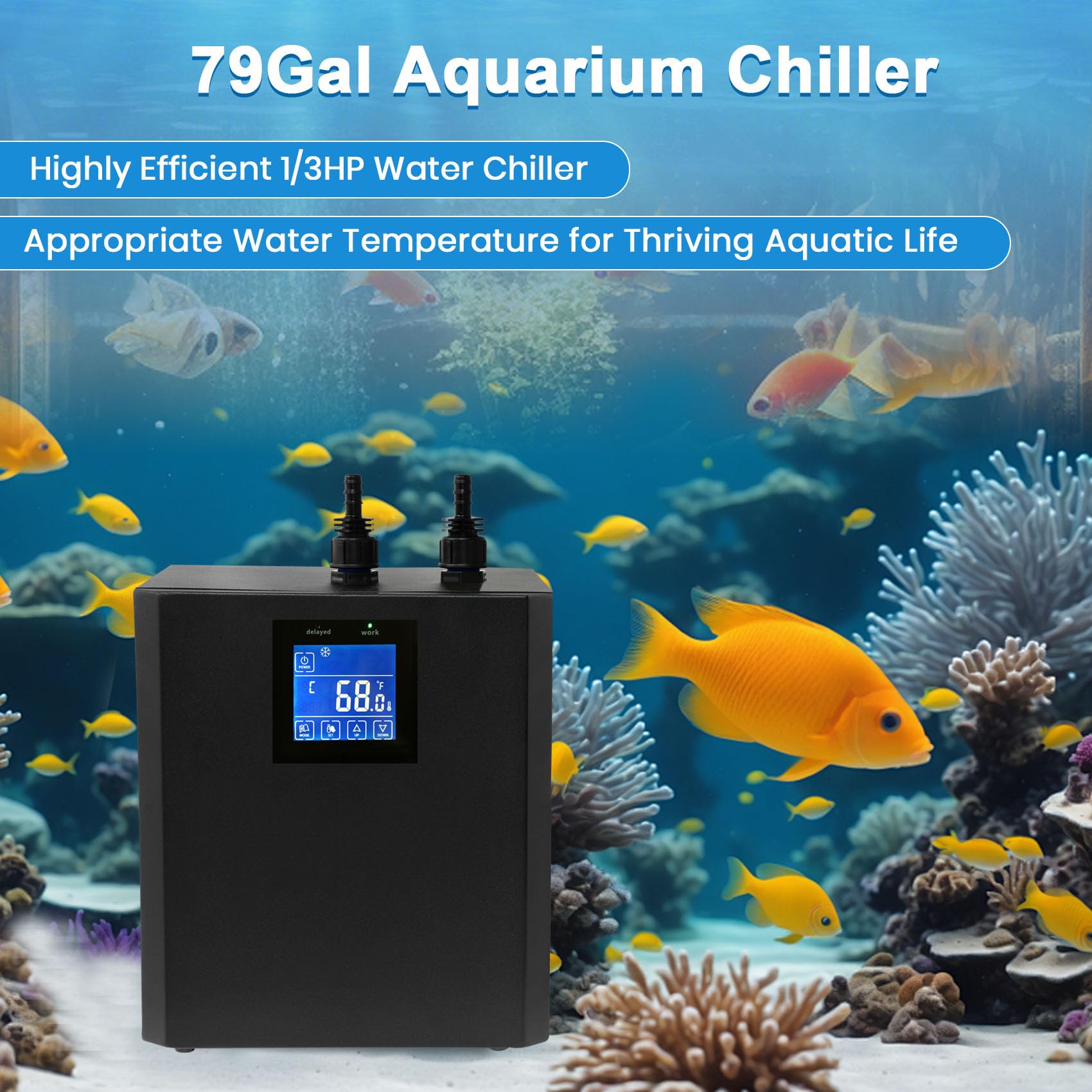 Aquarium Chiller 79 Gal, 1/3 HP Water Chiller Machine, Hydroponic Cooling System, Fish Tank Chiller with Upgraded LED display, f