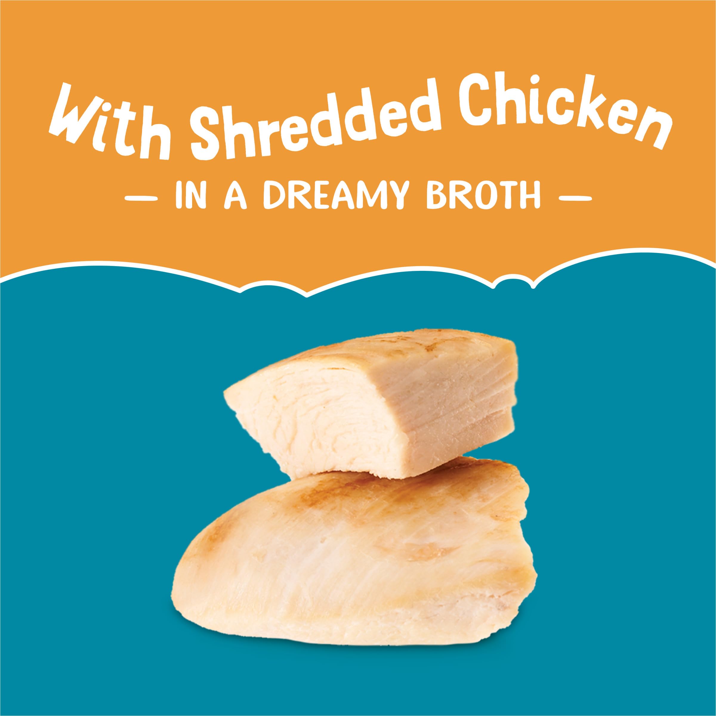 Purina Friskies Lickable Cat Treats Bits n Broth With Shredded Chicken in a Dreamy Broth - (Pack of 16) 1.2 oz. Pouches