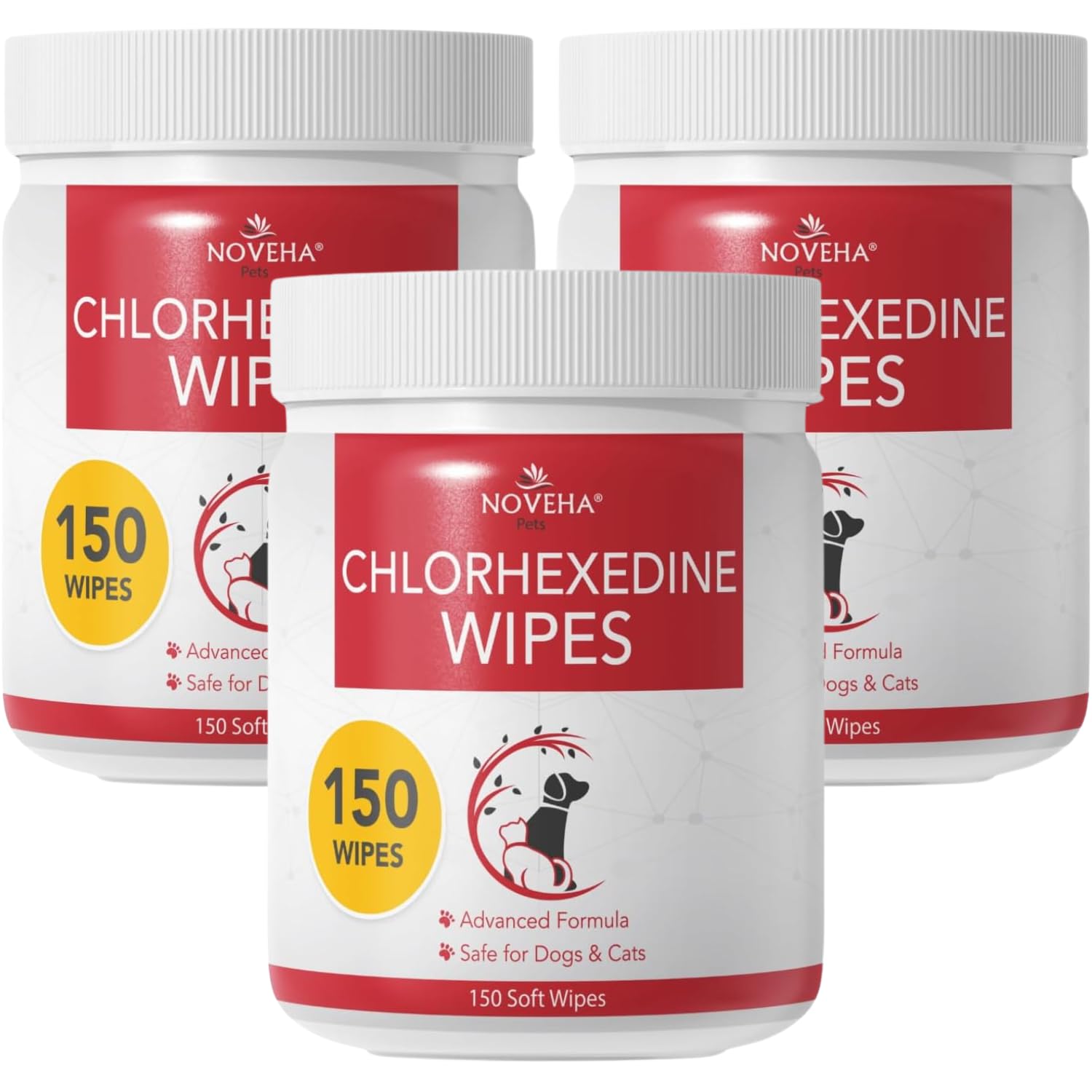 Noveha Pet Wipes - Formulated Pet Wipes - For Facial And Finger Folds, Underarms - 3'' X 2'' Size (450 Counts)