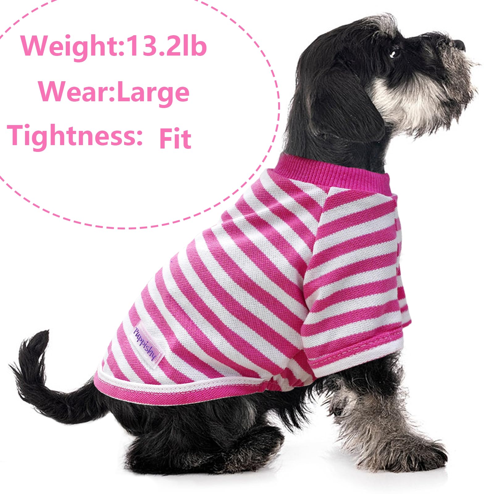 2 Pieces Stripe Dog Clothes Summer Dog Shirt Cute Soft Puppy Clothes Bresthable Chihuahua Cat Clothes Xs~Xxl Pet Clothing (Pink,