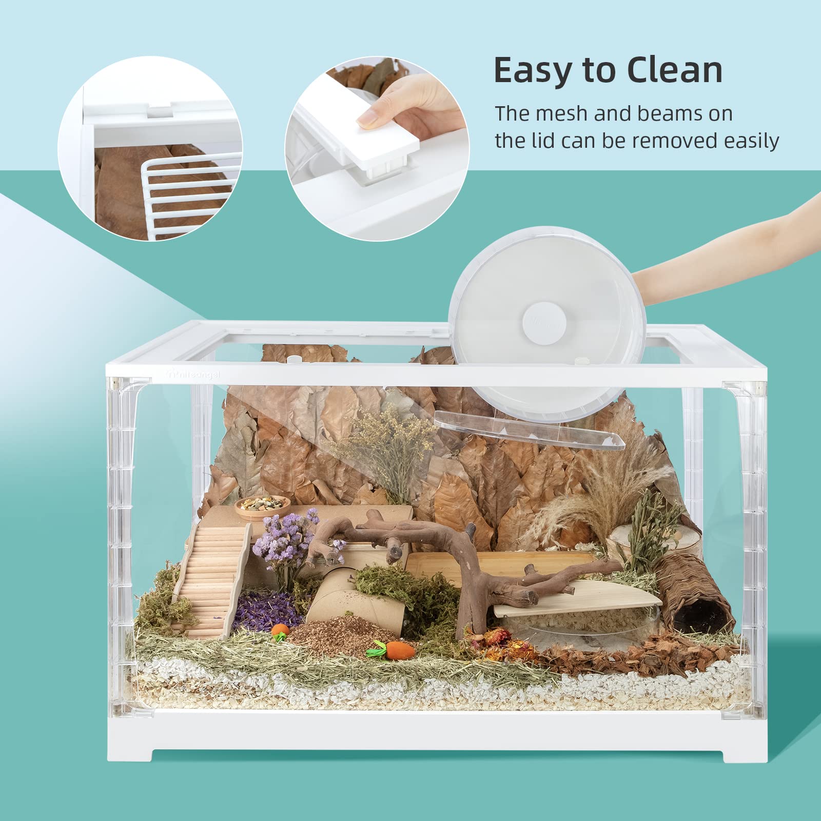 Niteangel Stacker Series Hamster Cage - Stackable & Large Glass Enclosure For Hamster Gerbils Mice Lemming Degus Or Other Small-