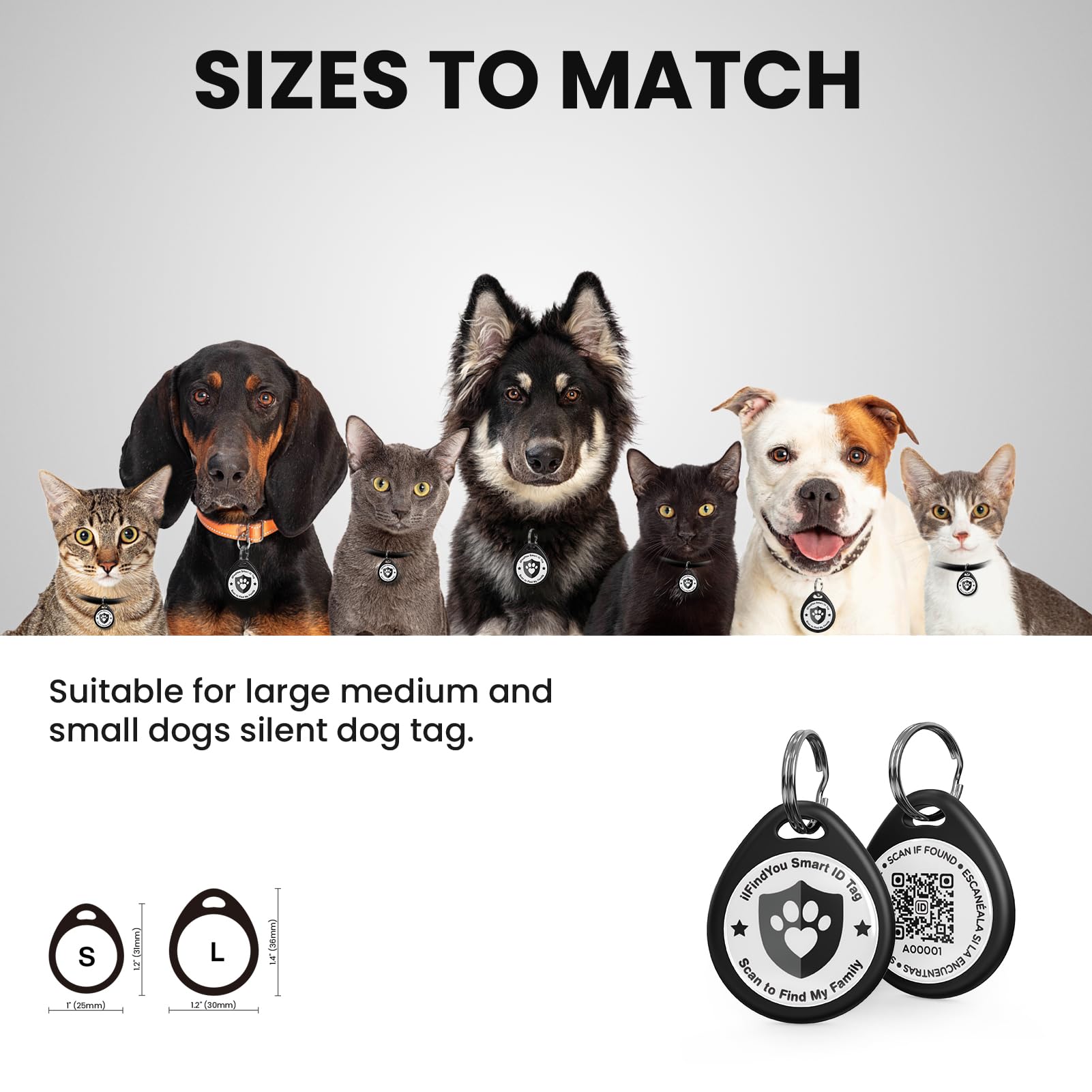 Ilfindyou Personalized Qr Code Tag For Kitten Collar, Cat Tracker With Scan Location Alerts, Black S