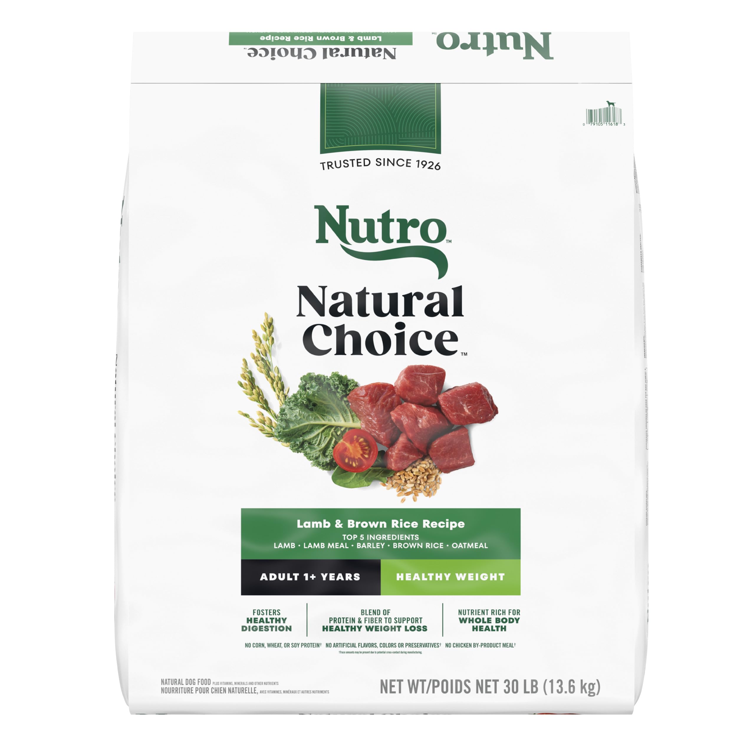 Nutro Natural Choice Adult Healthy Weight Dry Dog Food, Lamb and Brown Rice Recipe, 30 lbs.