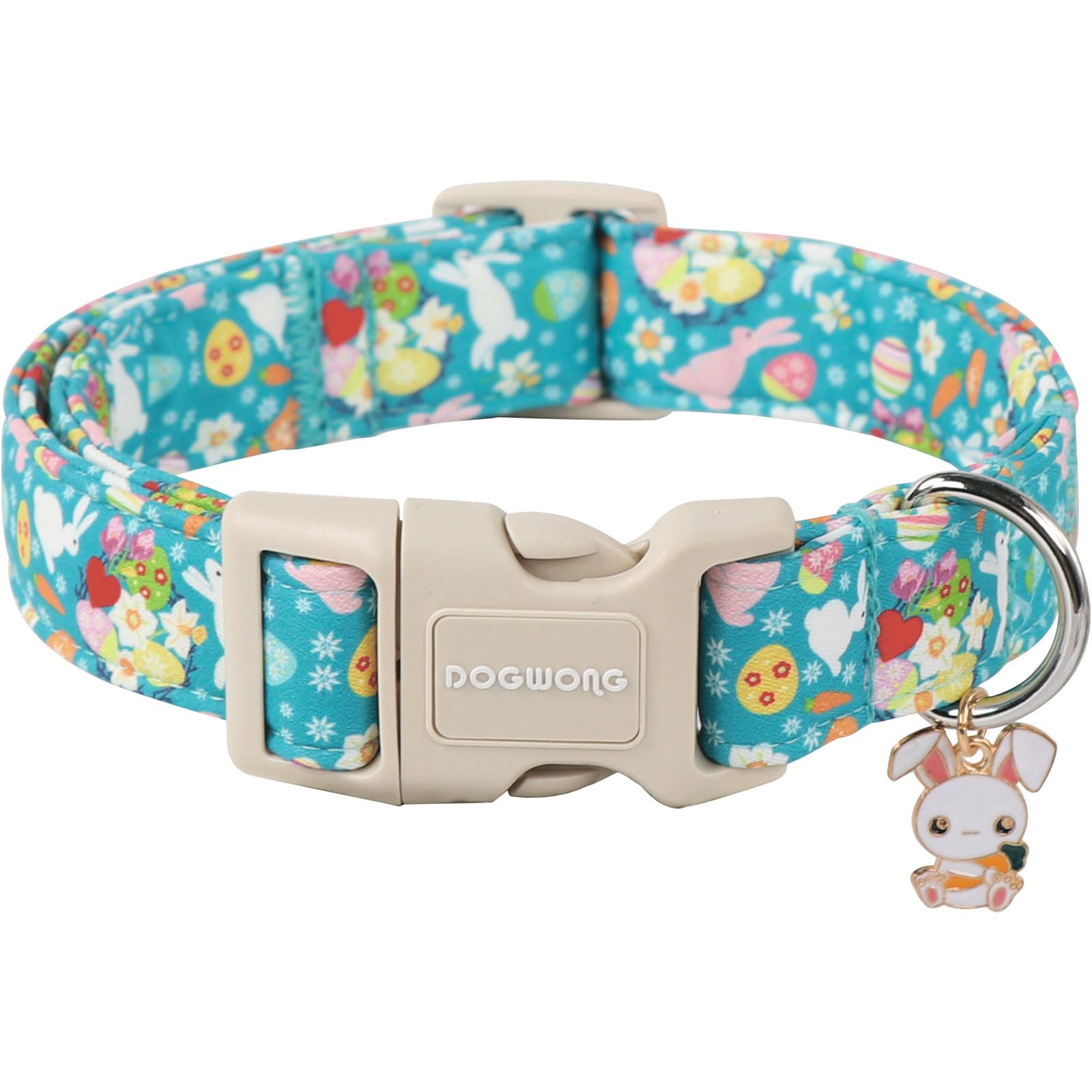 Dogwong Cute Flower Bunny Eggs Easter Dog Collar - Pink, Adjustable For Small Dogs & Puppies