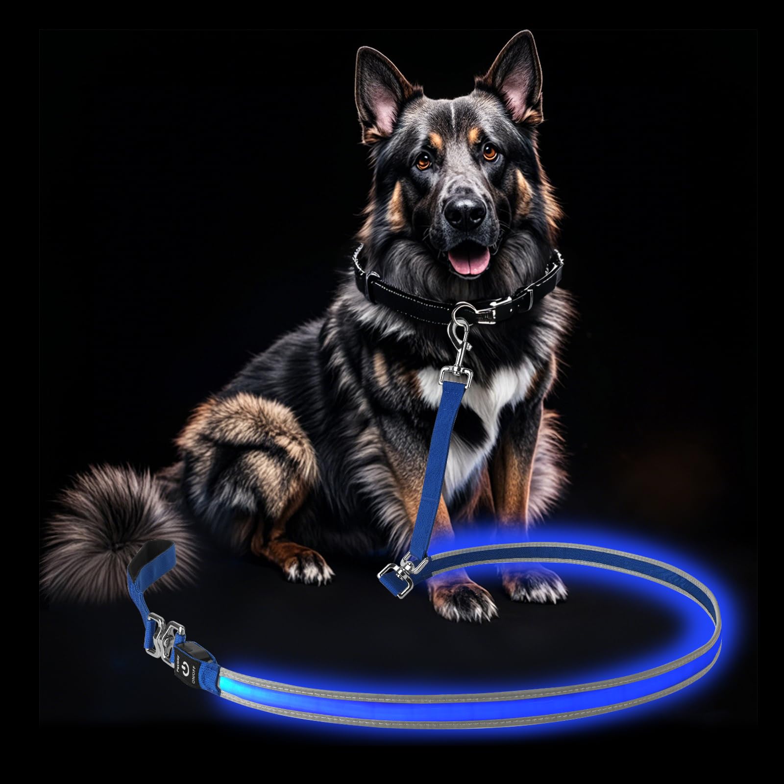 Petisay Led Dog Leash - Rechargeable, Waterproof & Reflective, 6Ft Tangle-Free For Night Walking(Blue)