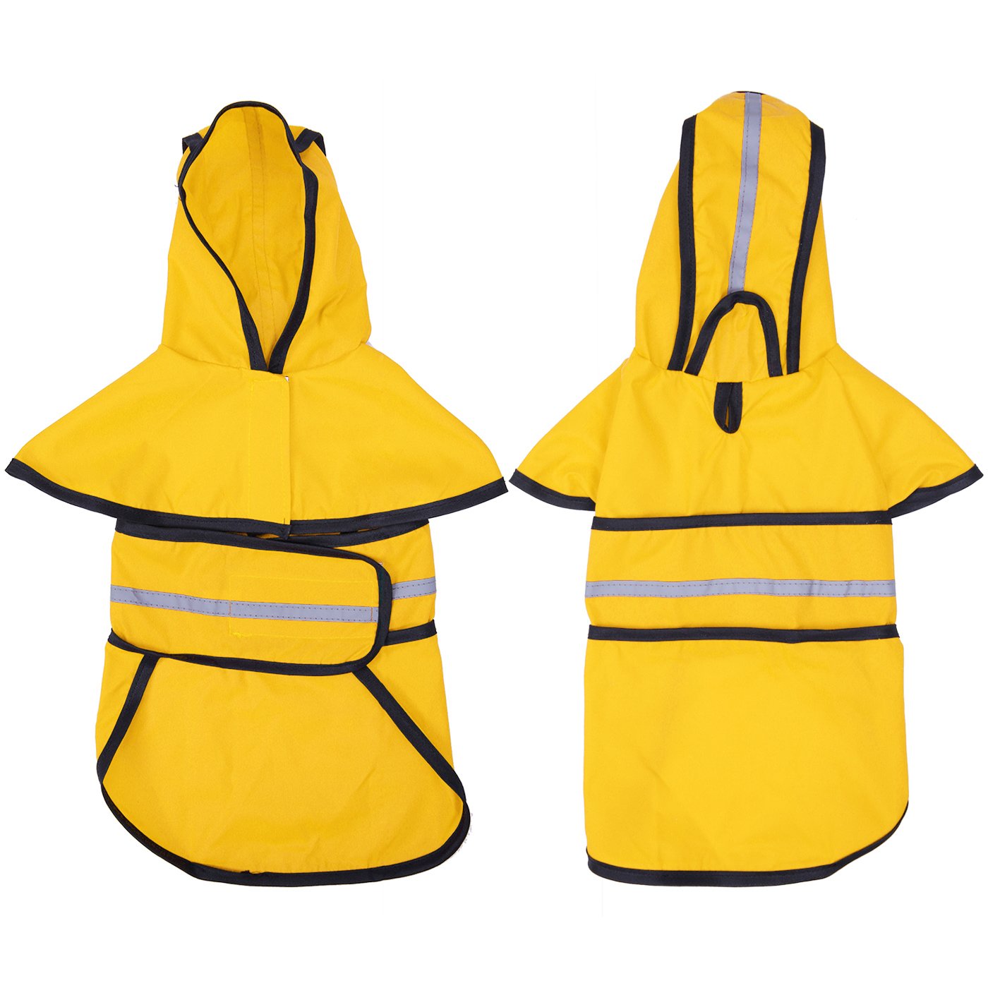 Hde Dog Raincoat Hooded Slicker Poncho For Small To X-Large Dogs And Puppies Yellow - S