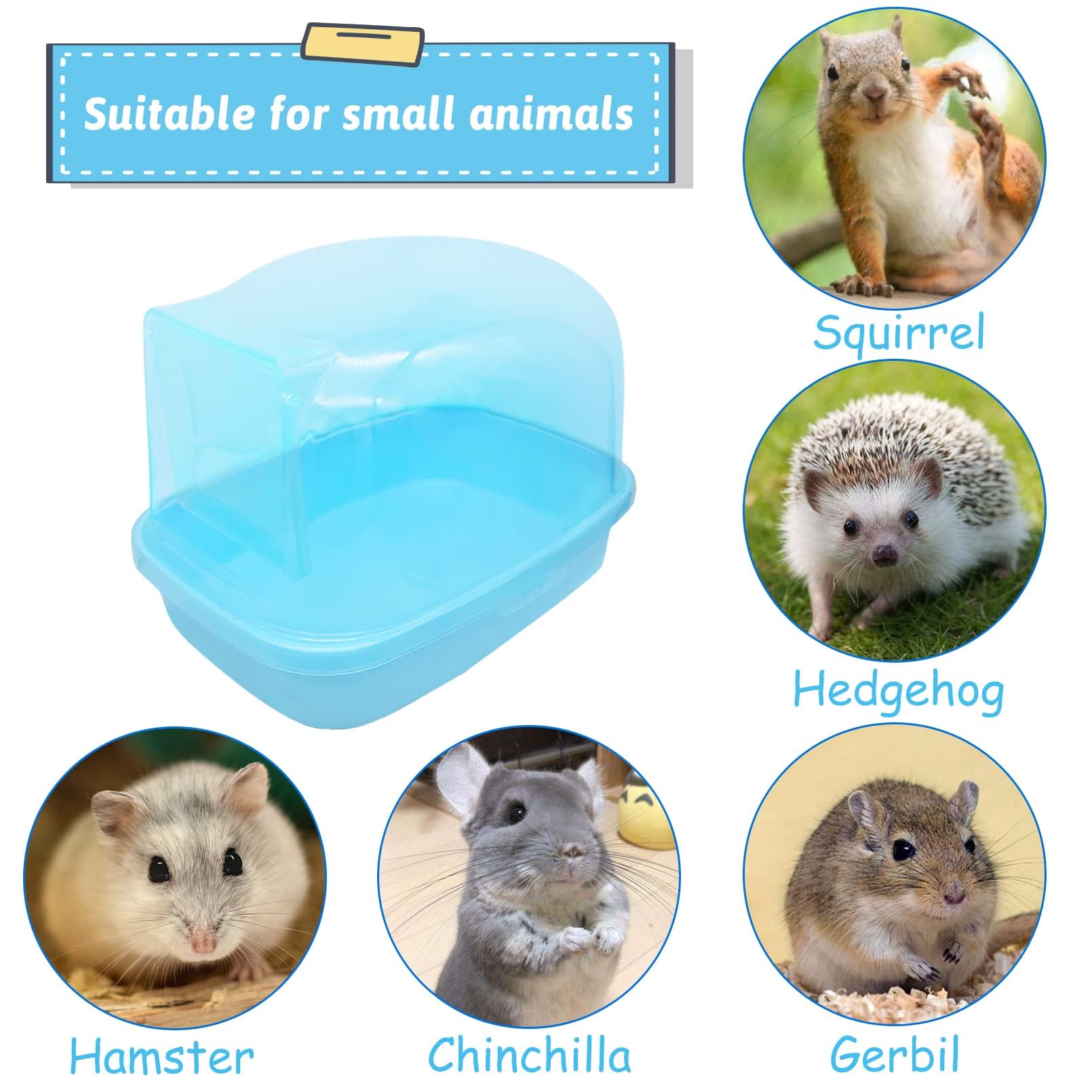 Hamiledyi Hamster Bathtub Dwarf Hamster Bathroom Sand Bath Container Chinchilla Sauna Room Plastic Sand Bath Box House For Gerbils Hedgehog Mice Or Other Small Pets Animals