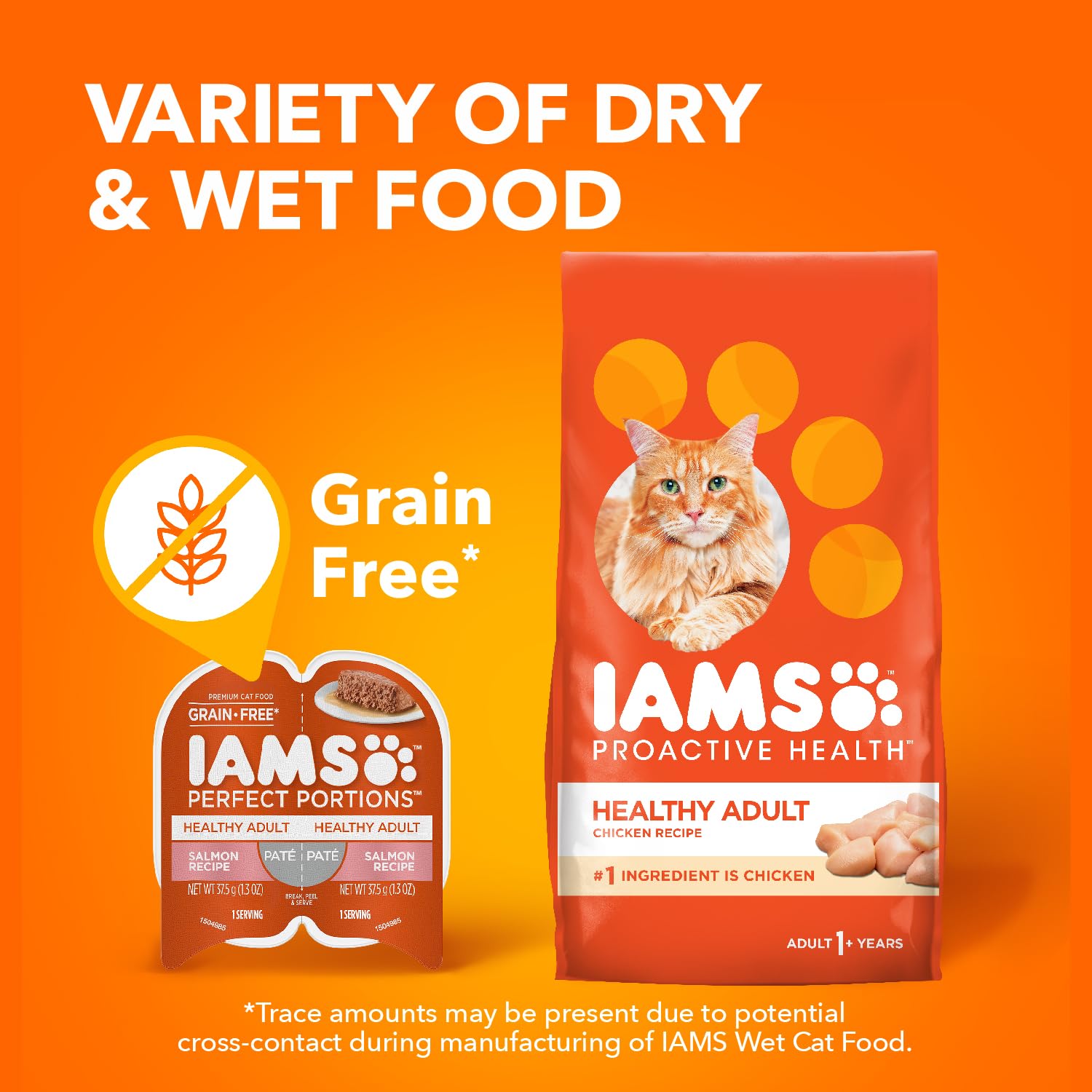 IAMS Perfect Portions Healthy Adult Grain Free Wet Cat Food Pat  , Salmon Recipe, 2.6 oz. Easy Peel Twin-Pack Trays (24 Count, 4