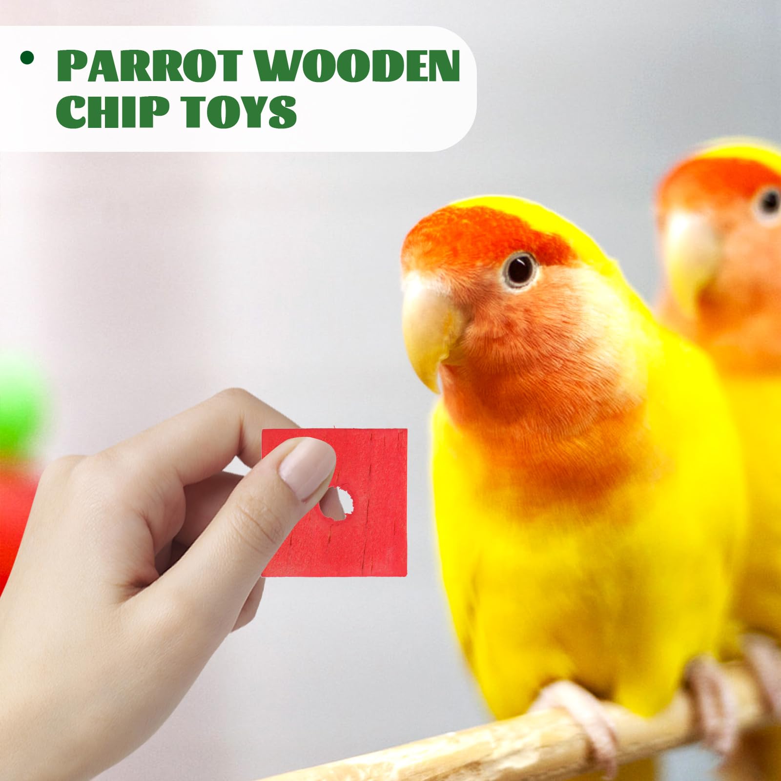 Besportble Bird Toy Parts, Pack Of 100 Wood Blocks For Birds Multicolored Natural Wooden Blocks Bird Chewing Toy Mini Wood Chip