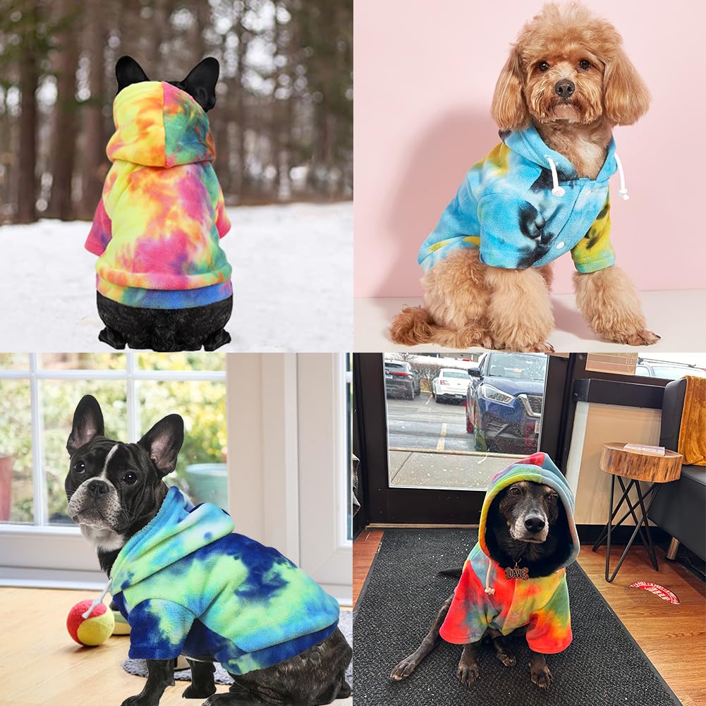 Mklhgty Tie Dye Dog Hoodie, Winter Coat For Small Dogs - Ultra-Soft Adjustable Warm Hood, Breathable Comfort Fabric For Daily Us