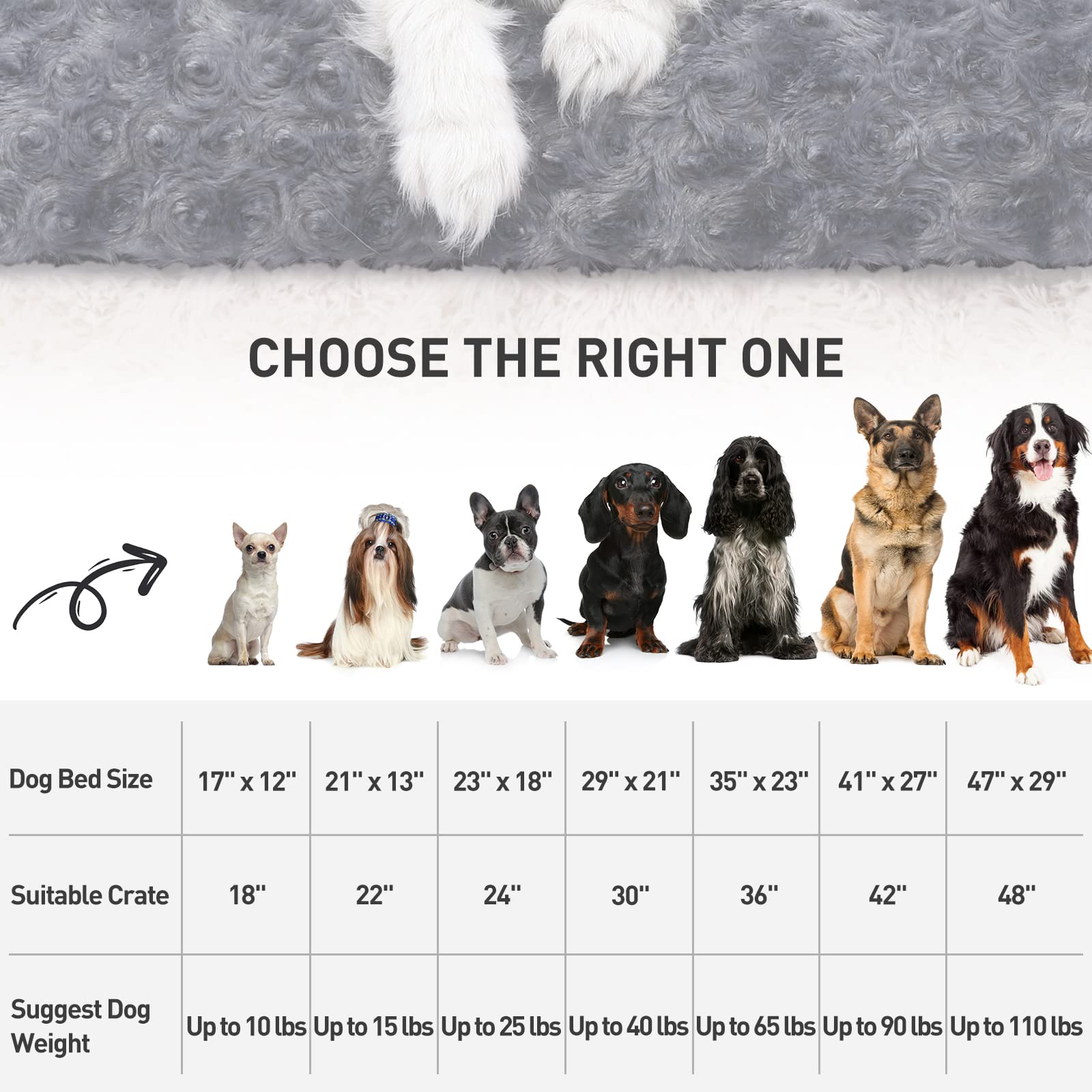 Ksiia Washable Dog Bed Deluxe Plush Dog Crate Beds Comfy Kennel Pad Anti-Slip Pet Sleeping Mat For Large, Jumbo, Medium, Small Dogs Breeds, 53' X 36', Dark Grey