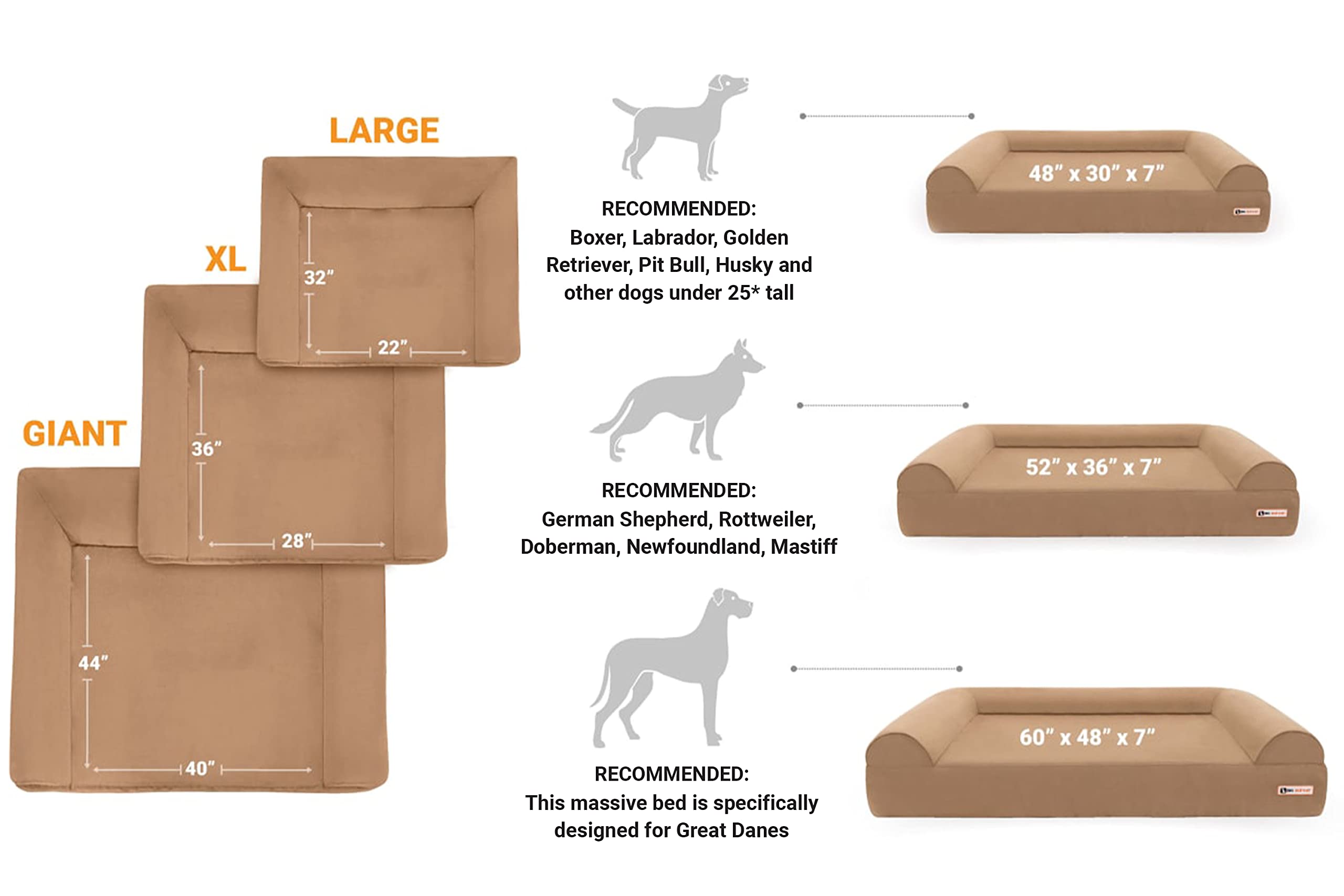 Barker Beds Giant Dog Sofa Bed (Giant, Burgundy) - 7'' Thick Soft & Comfortable Orthopedic Cushion - Durable Xxl Large Dog Bed -