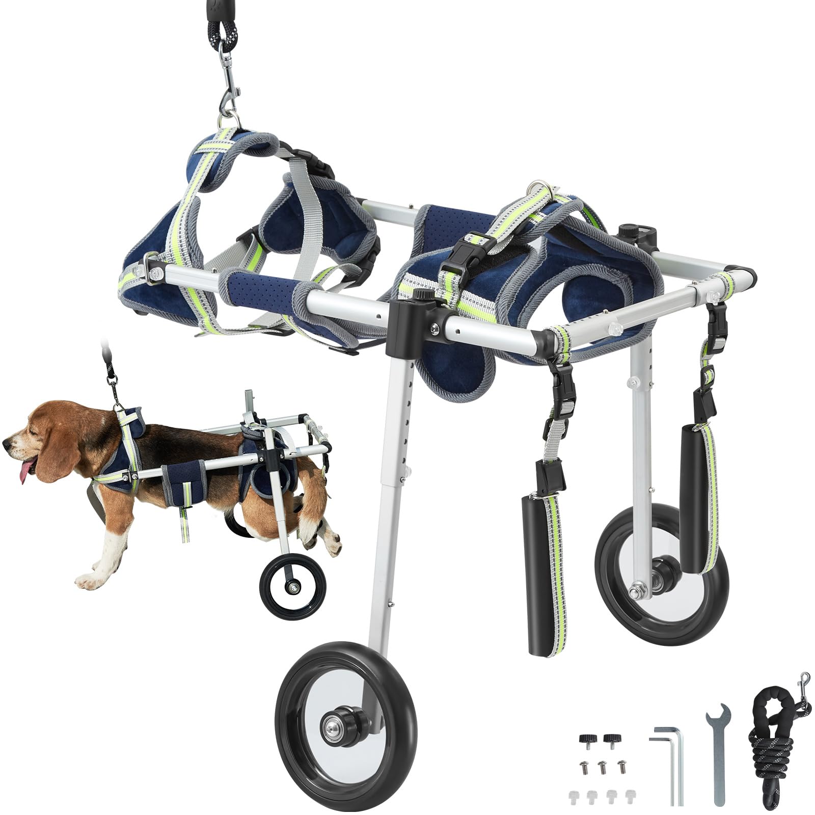 VEVOR Dog Wheelchair for Back Legs, Pet Wheelchair Lightweight & Adjustable Assisting in Healing, Dog Cart with 2 Wheels for Inj