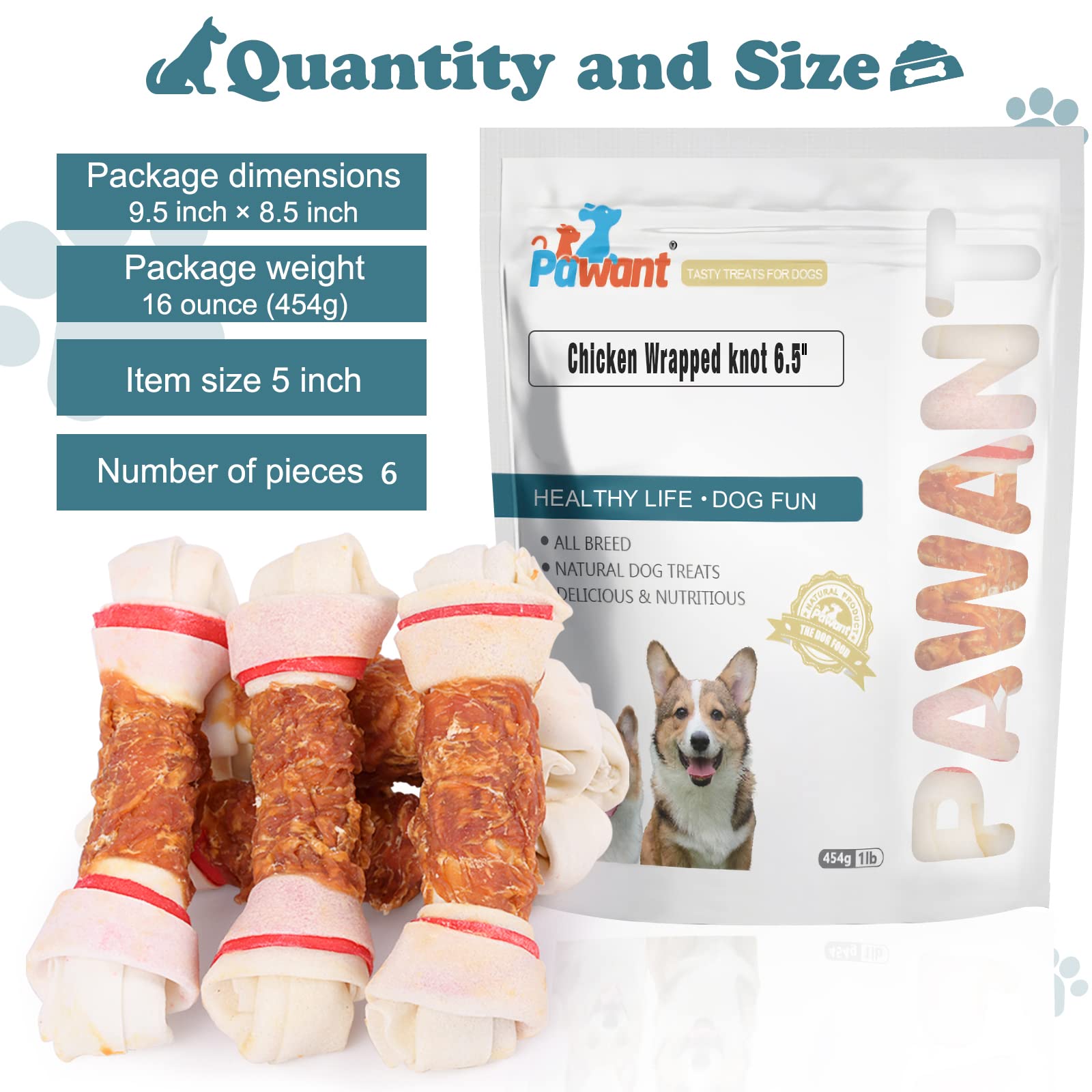 Pawant Dog Treats Chicken Wrapped Rawhide Bones for Small Dog Treats Puppy Chews Snacks Promotes Healthy Chewing Chicken Wrapped