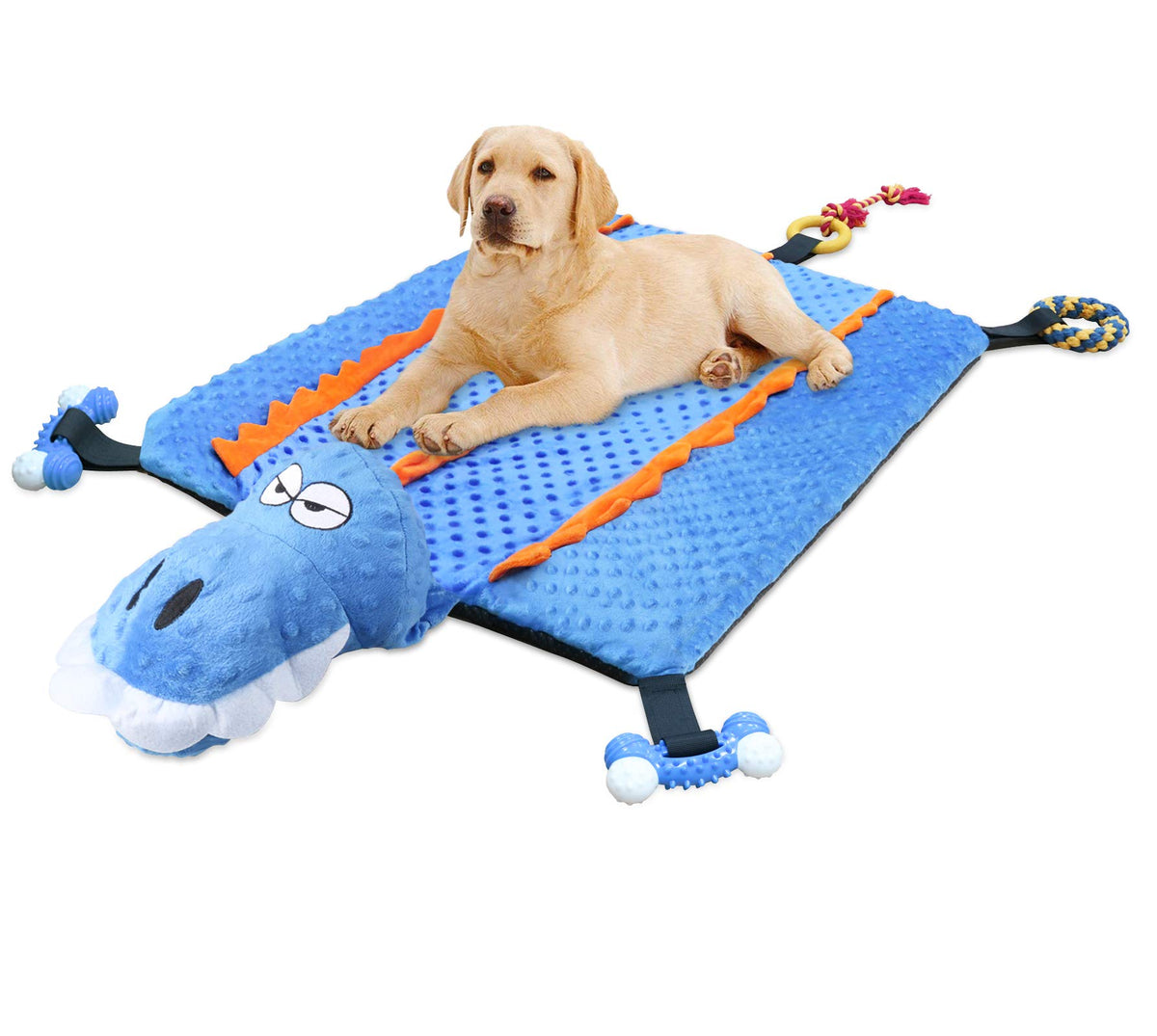 Idepet Dog Play Mat,Puppy Toy Mat With Chew Toys Multiple Dog Puzzle Interactive Toy Pet Playing Mat For Small Medium Dogs Cats,All-In-One (Crocodile)
