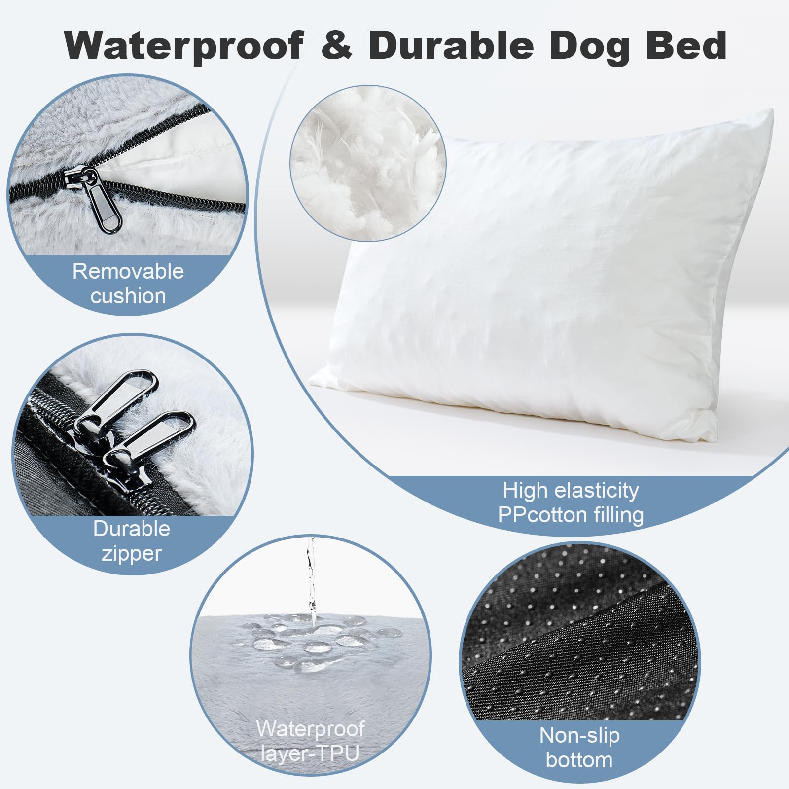 Maihandasi Square Medium Dog Bed Washable - Fluffy Cat Bed, Waterproof Anti-Slip Plush Pet Sofa, Vibrant Life Dog Bed For Medium