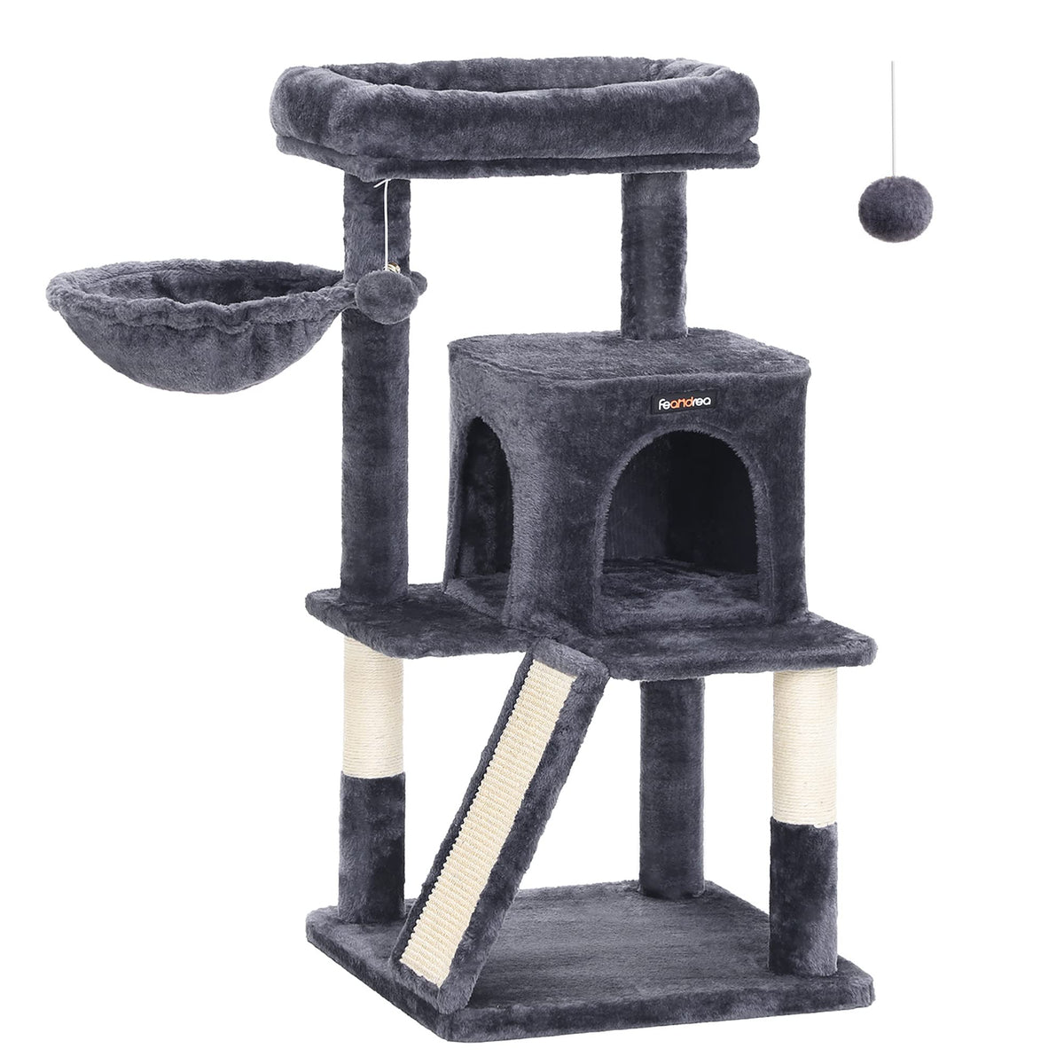 Feandrea Cat Tree, Small Cat Tower With Widened Perch For Large Cats Indoor, Kittens, 378-Inch Multi-Level Cat Condo With Scratc