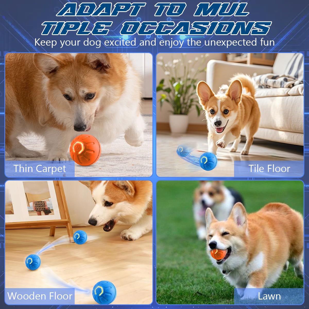 2 Pcs Shaky Ball Toy for Dogs,2025 New Shaky Dog Ball,Upgrad Interactive Dog Ball Automatic Moving Dog Toy Ball,USB Rechargeable