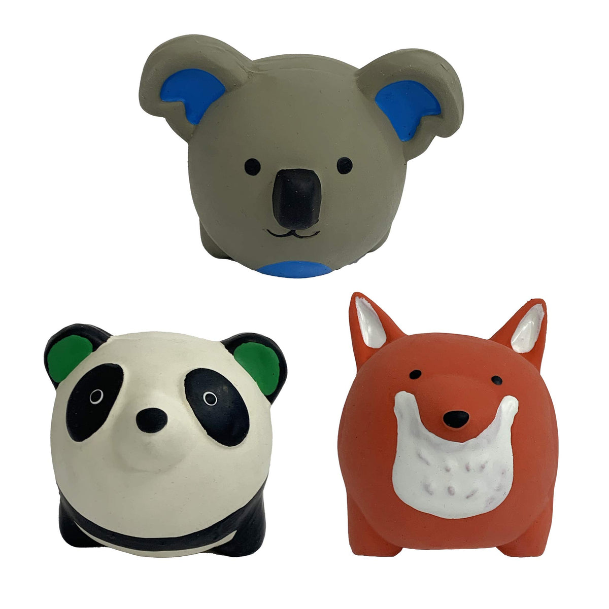 Multipet Minipet Latex Round Animals 2.5' Dog Toy (3 Pack Bundle)
