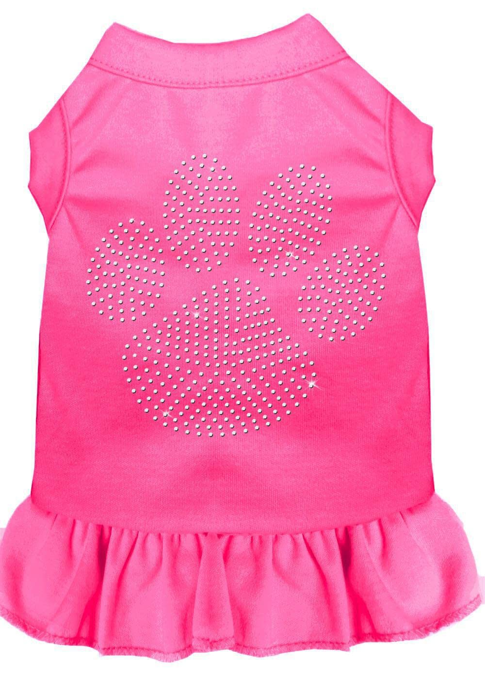 Pet Dog & Cat Dress Rhinestone, &quot;Clear Paw&quot; Bright Pink LG (10-14 lbs.)