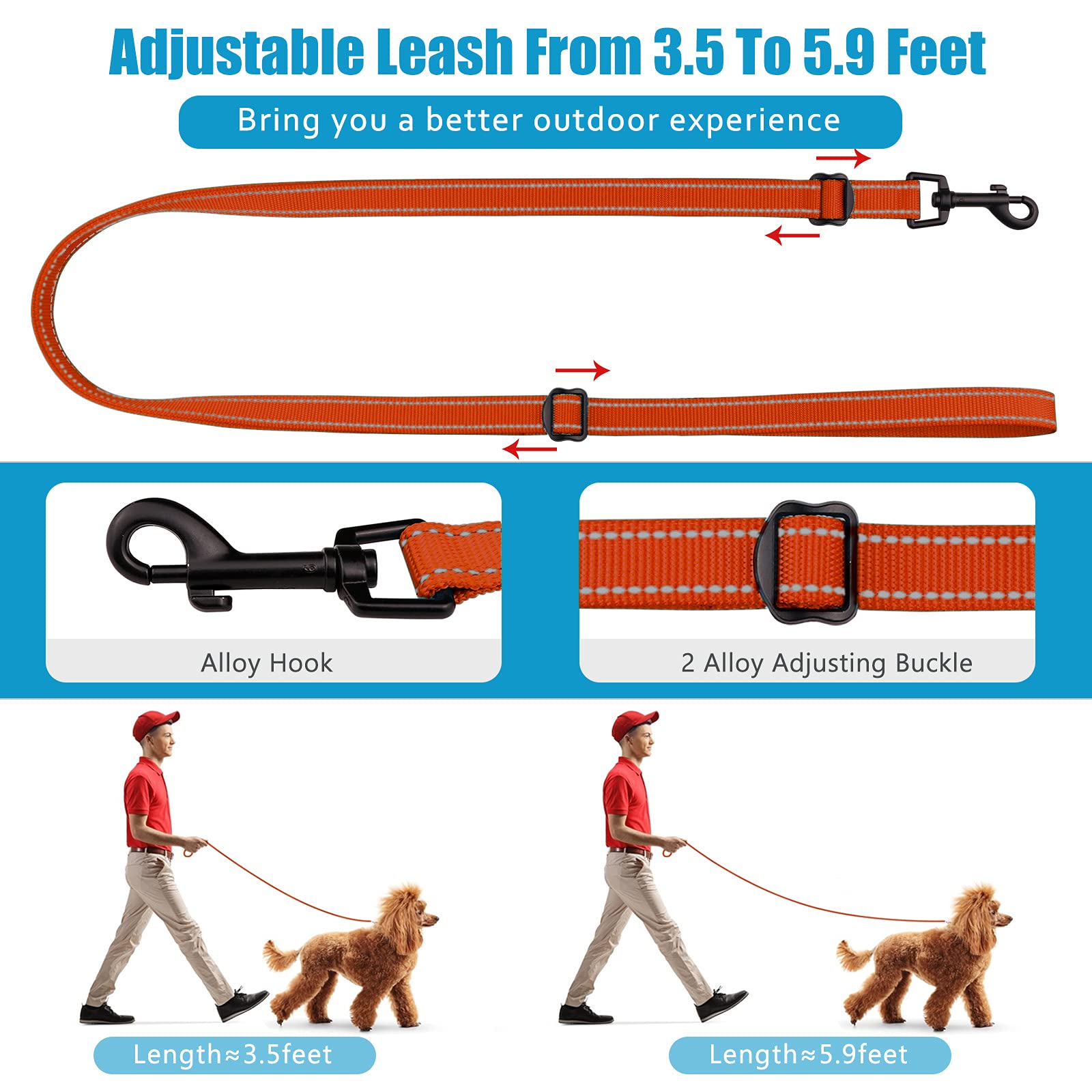 Martingale Dog Collar And Leash Set Martingale Collars For Dogs Reflective Martingale Collar For Small Medium Large Dogs(Orange&
