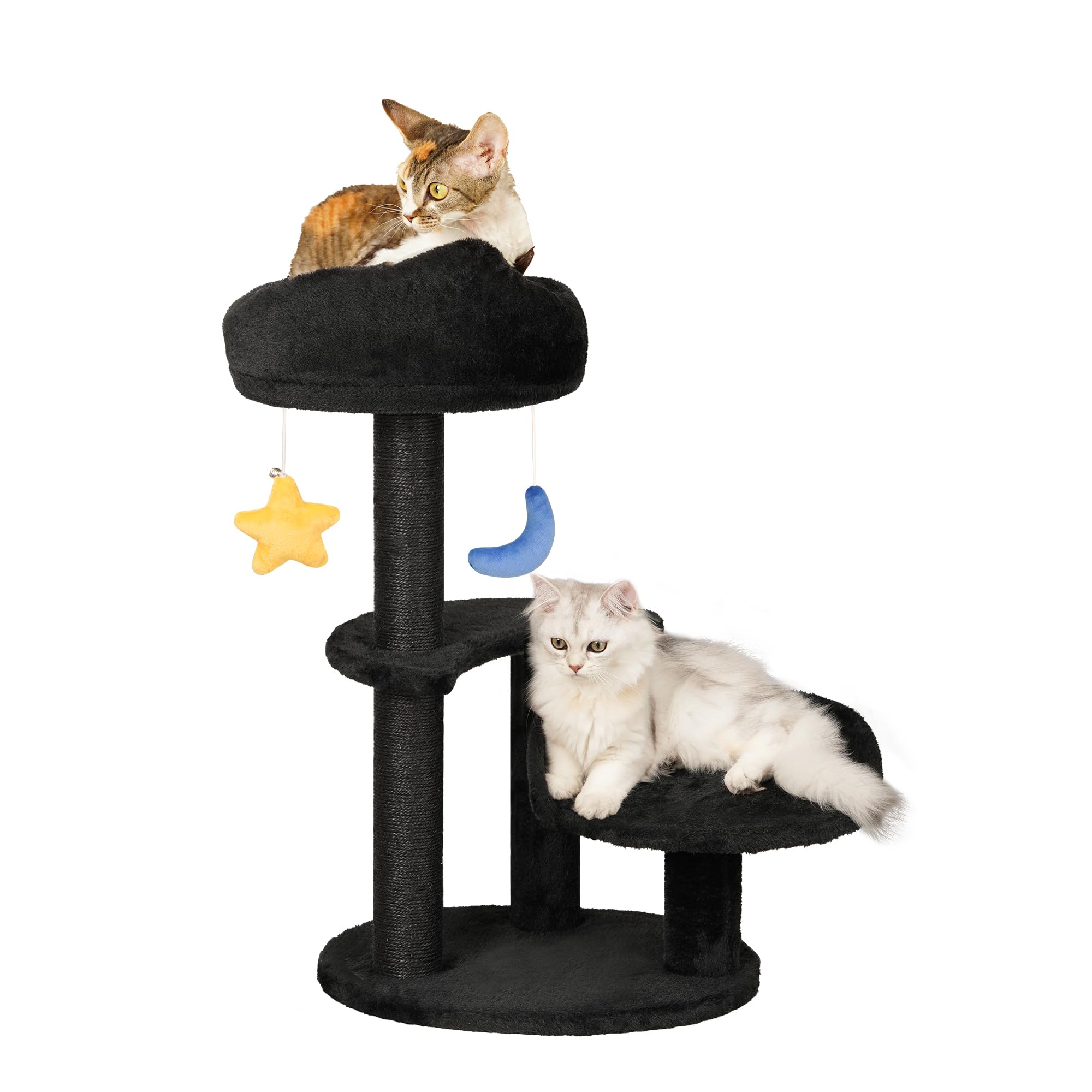 Meecal Kitten Cat Tree For Small Cats Under 6 Months, 24.4In Cloud Cat Scratching Post With Bed & Toys, Max Weight 8Lbs, Compact