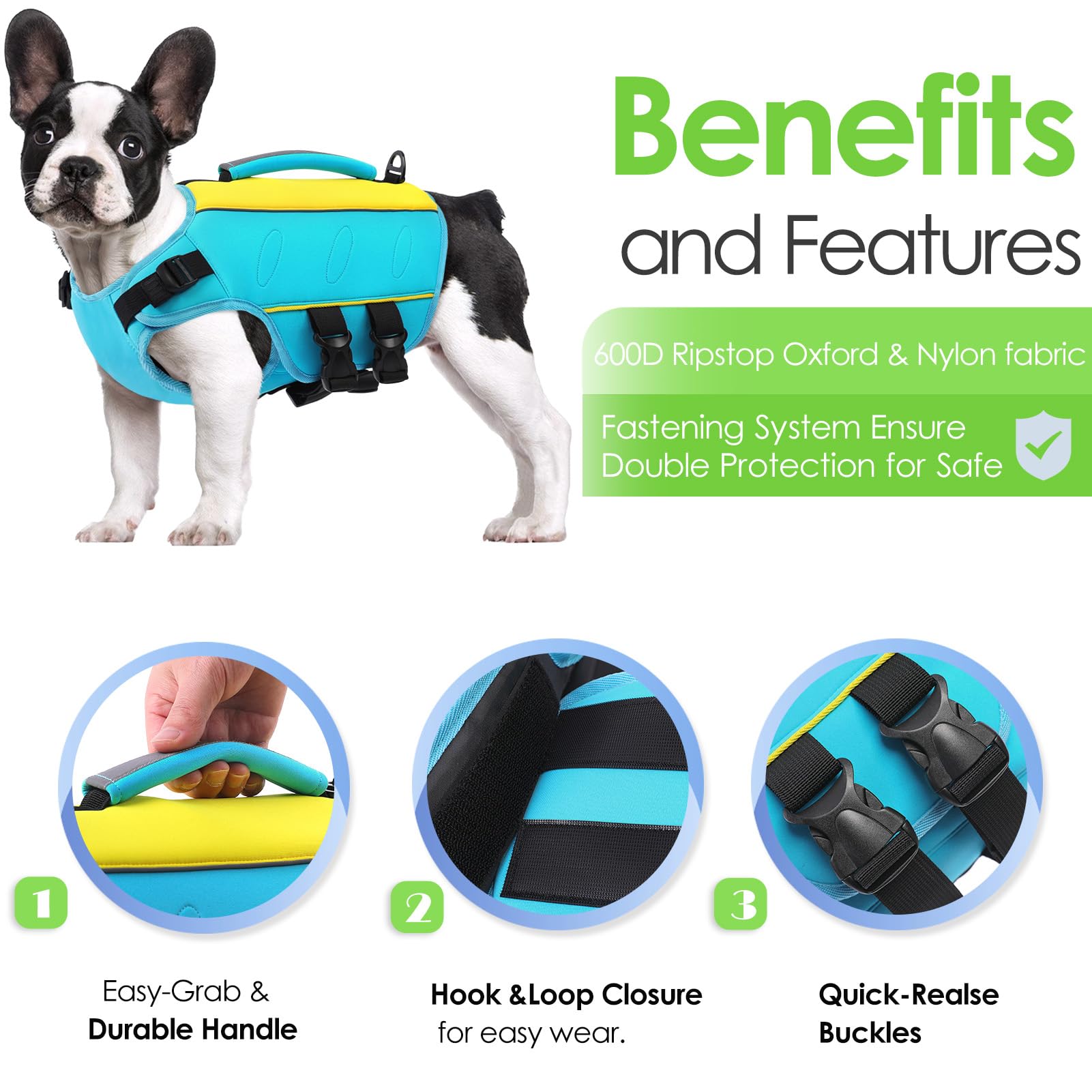 Aofitee Dog Life Jacket, Dog Life Vest For Swimming Boating, Ripstop Dog Swimming Vest With Rescue Handle And Superior Buoyancy,