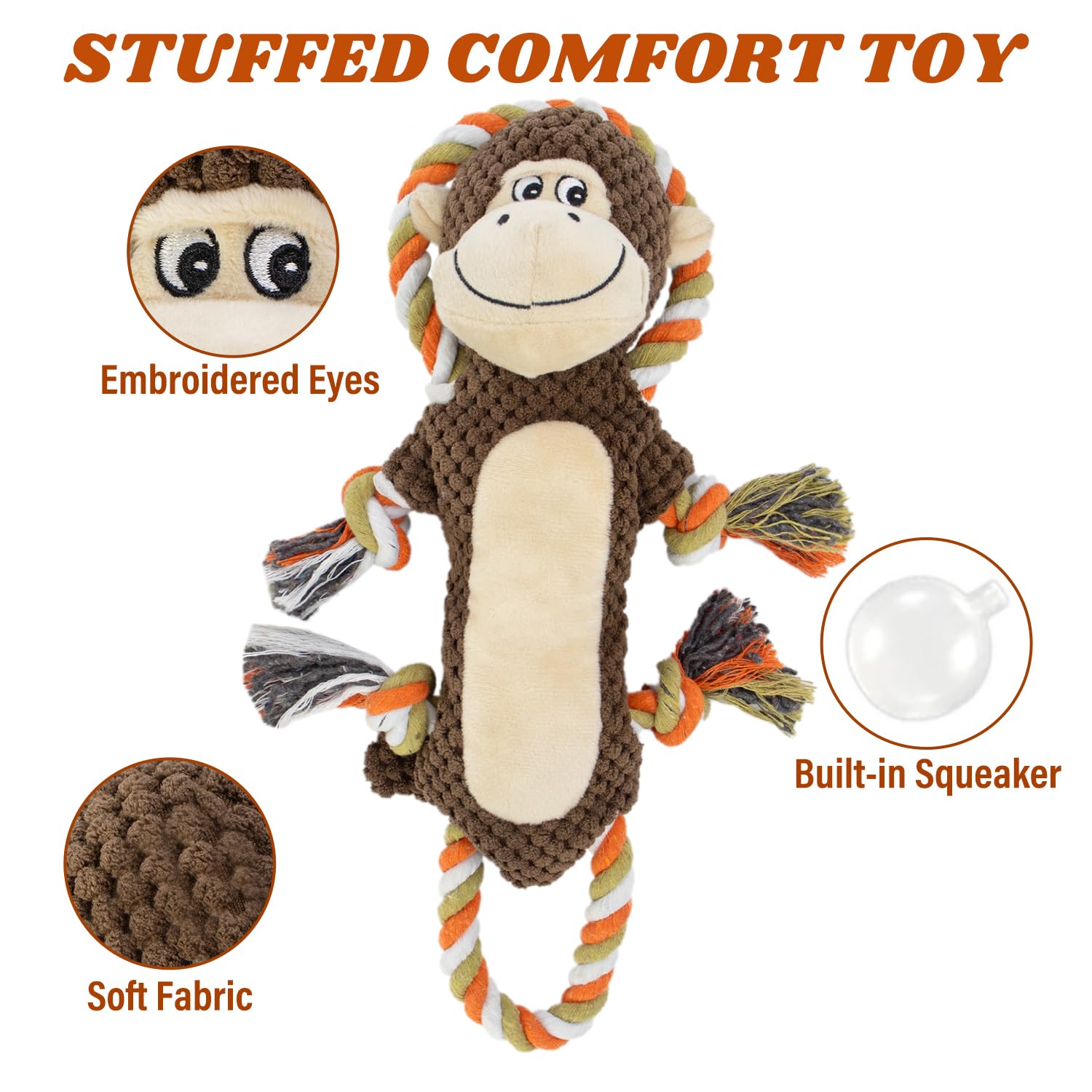 Cneeeeeb Squeaky Durable Dog Toy Large Breed, Tug Of War Dog Interactive Toy, Stuffed Plush Puppy Toy With Crinkle Paper For Sma