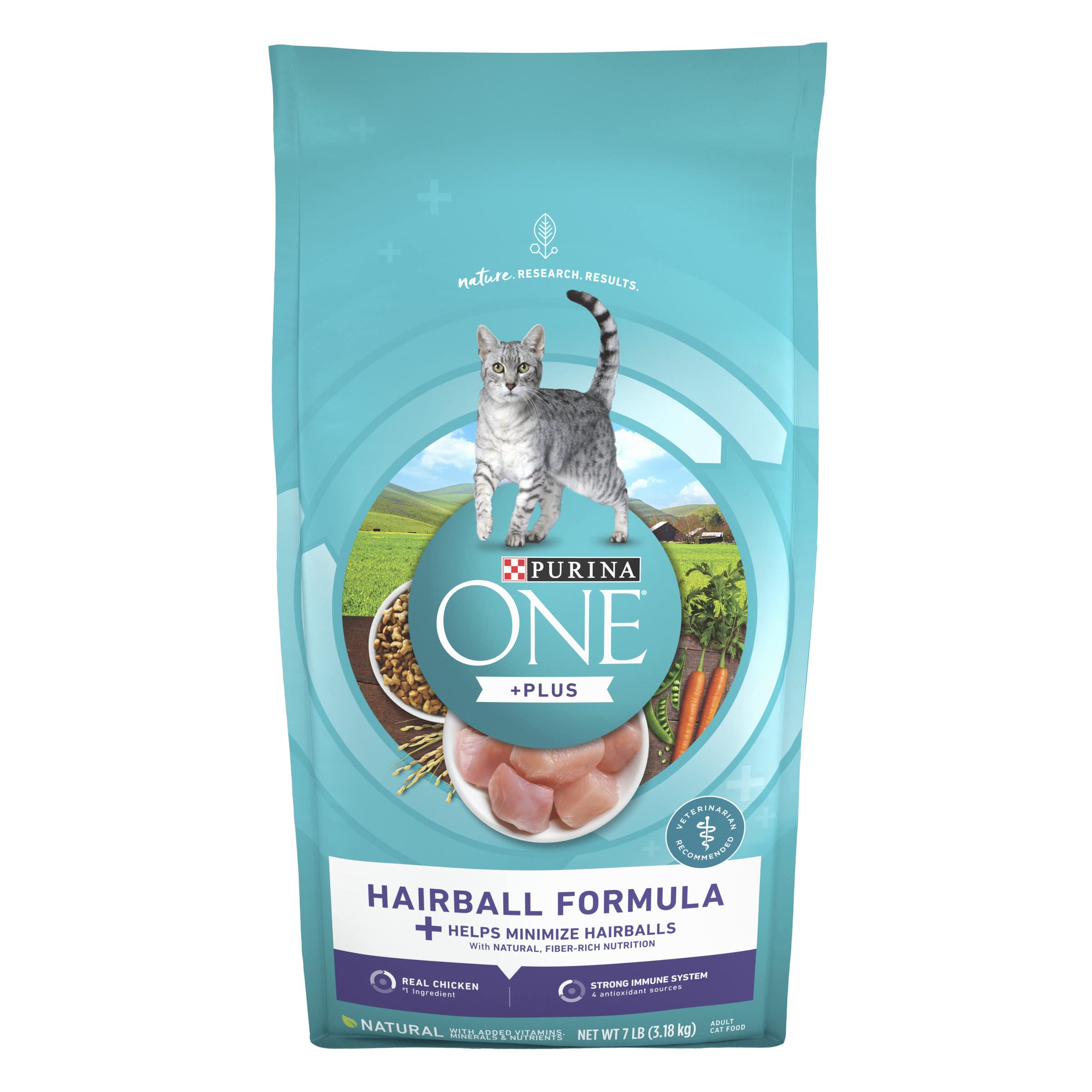 Purina ONE Natural Cat Food for Hairball Control, +PLUS Hairball Formula - 7 lb. Bag