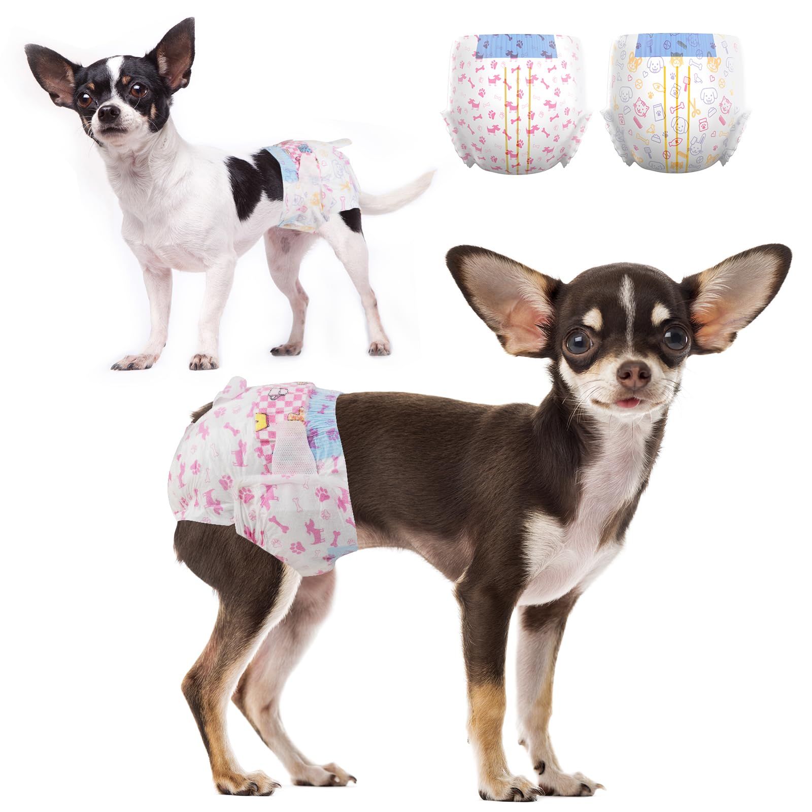 Dono Dog Diapers Female-24Pcs, Disposable Female Dog Period Diapers For Heat With Wetness Indicator, Super Absorbent Doggie Pupp