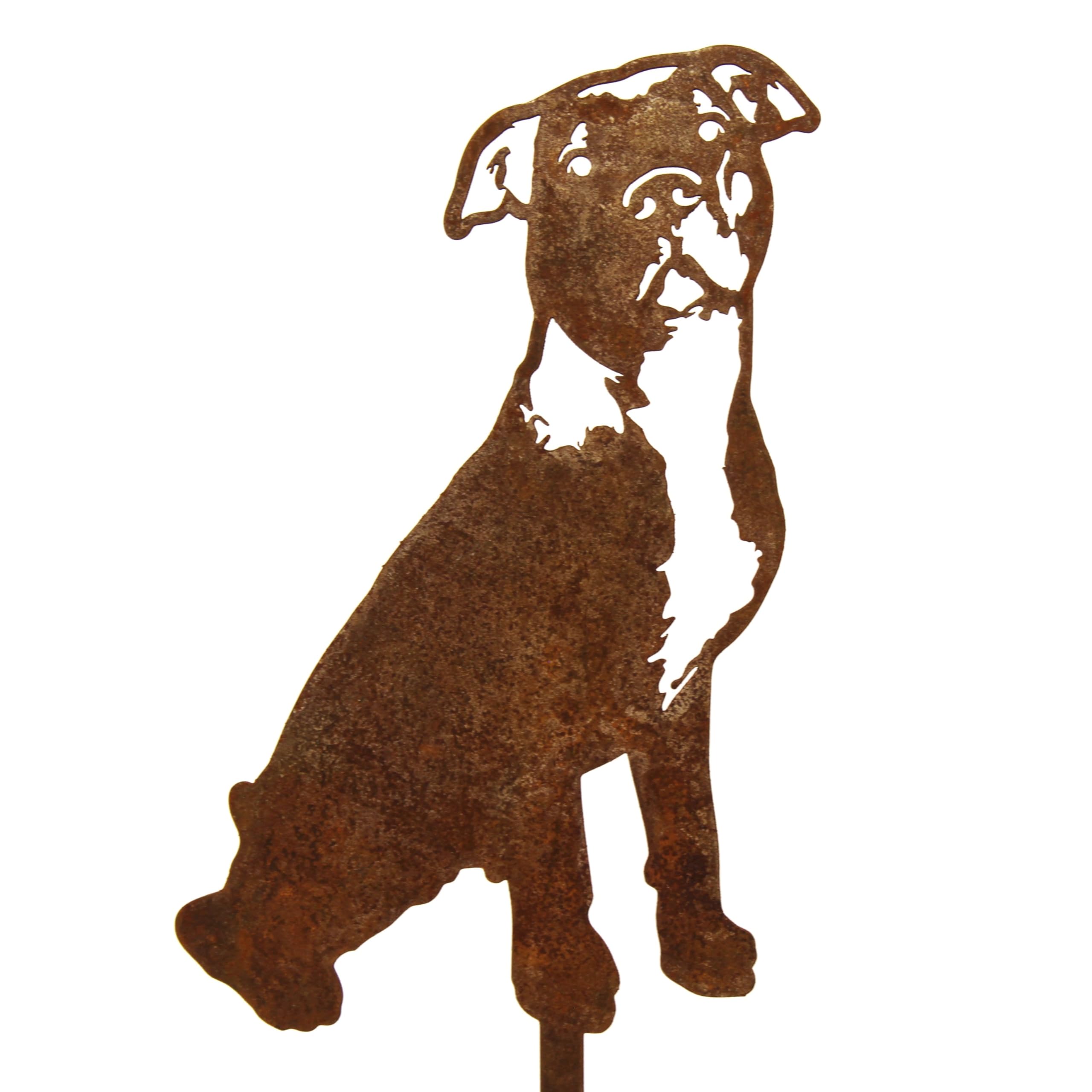 My Metal Rescue Corten Steel American Pit Bull Terrier Dog Silhouette Yard Stake (Large)