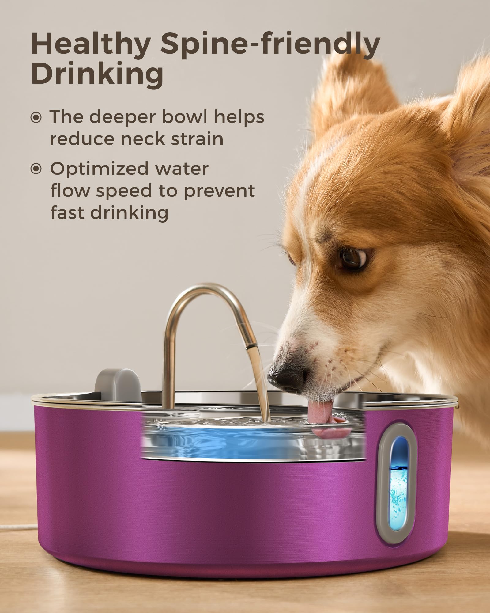 Smartoo Dog Water Fountain For Large Dogs 7L/236Oz Stainless Steel Dog Water Bowl Dispenser Automatic Pet Water Fountain, Multi-