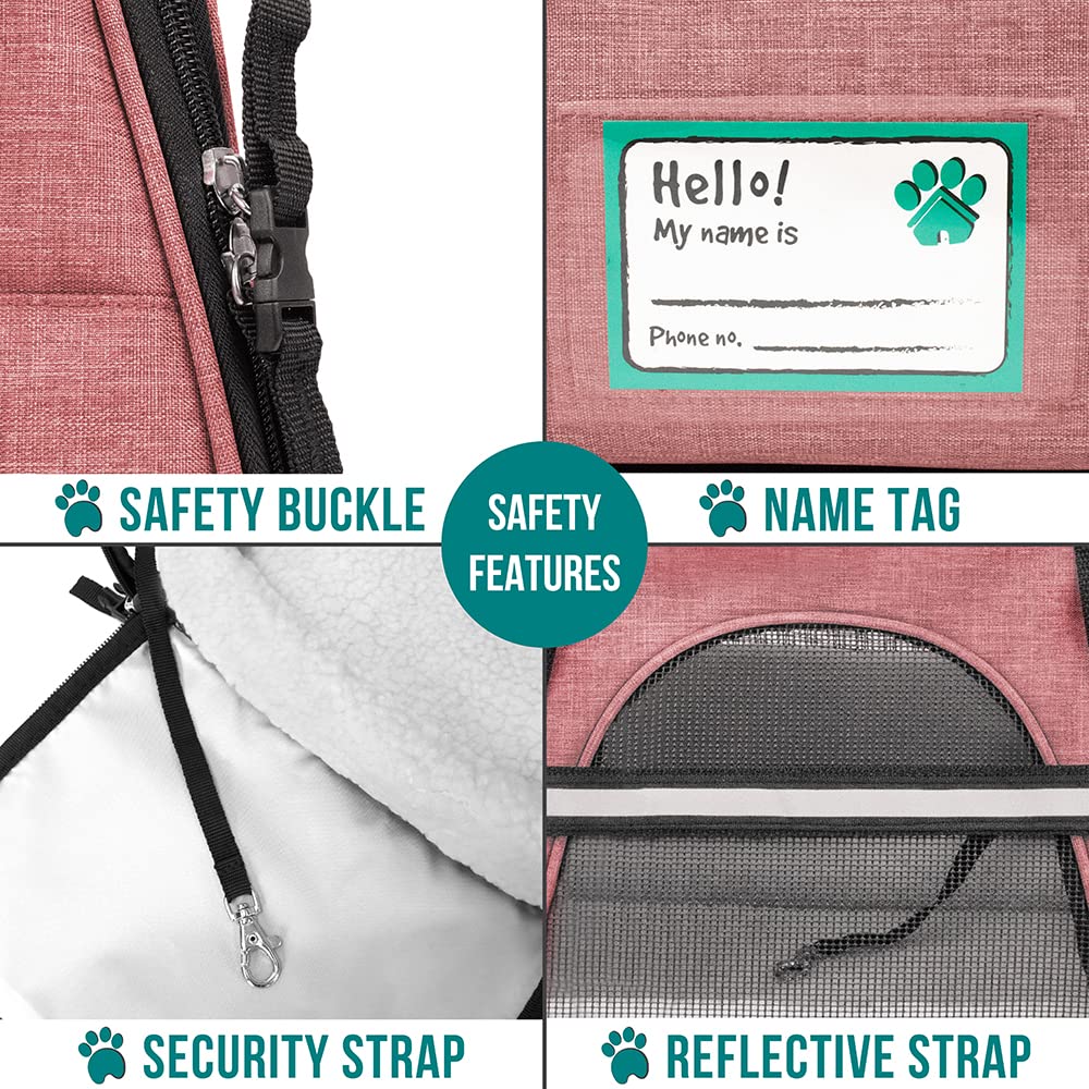 Petami Airline Approved Pet Carrier For Cat, Soft Sided Dog Carrier For Small Dog, Cat Travel Supplies Accessories Indoor Cats, Ventilated Pet Carrying Bag Medium Kitten Puppy, Large Heather White Red