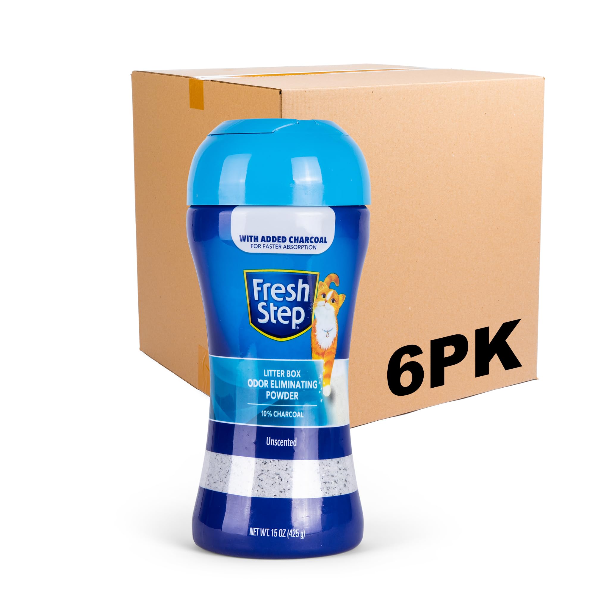 Fresh Step Litter Box Charcoal Odor Eliminating Powder, Sifting/Pour Cap Unscented | Cat Litter Box Deodorizer Powder | Combats 