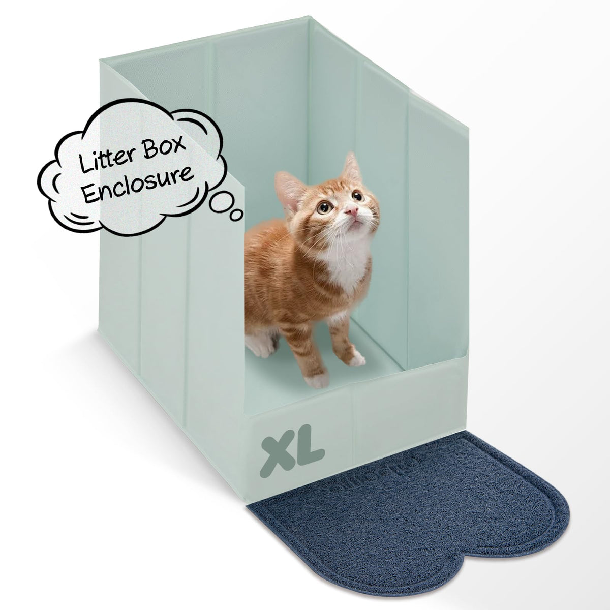 Atboma Cat Litter Box Enclosure,Folding Xl L24  W16  H18 Litter Box Enclosure Splash Guard High Side With Litter Mat, Leak&Water