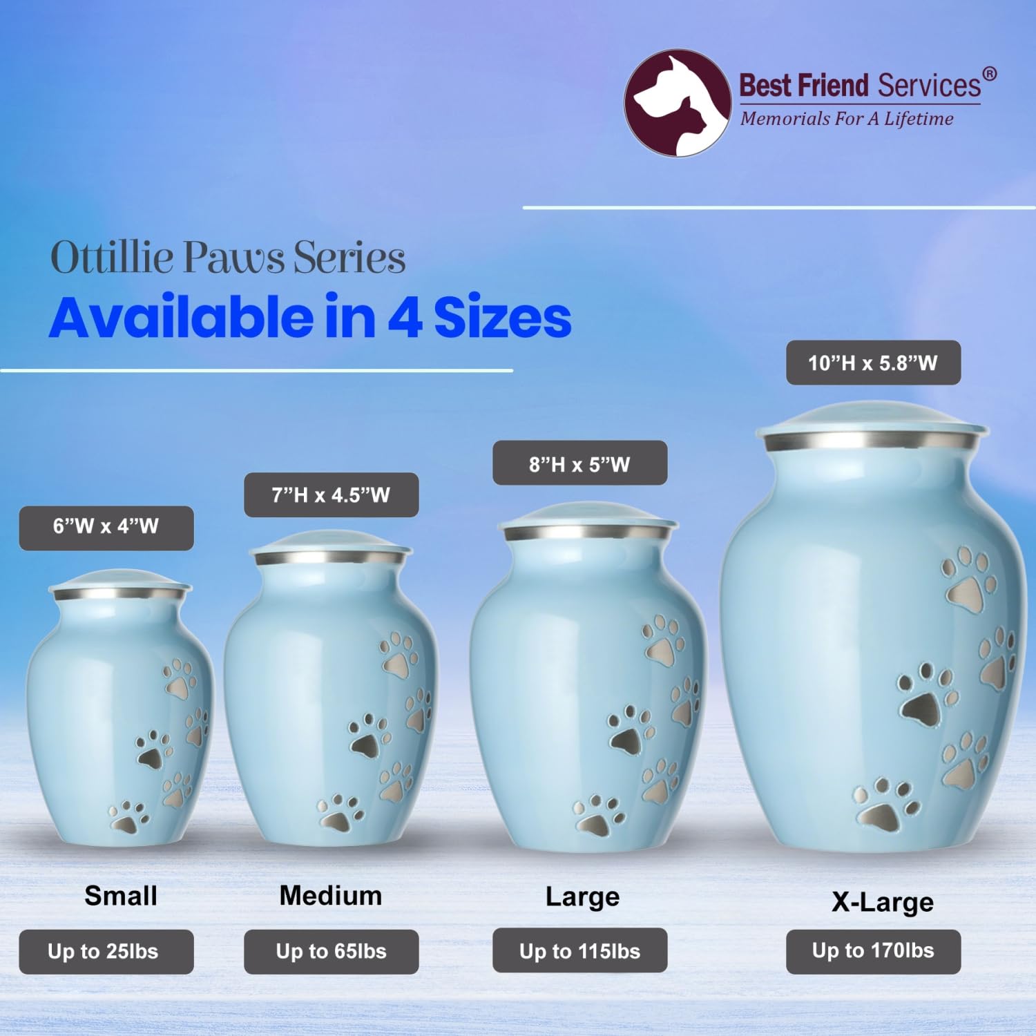 Best Friend Services Pet Urn - Ottillie Paws Legacy Memorial Pet Cremation Urns For Dogs And Cats Ashes Hand Carved Aluminium Me