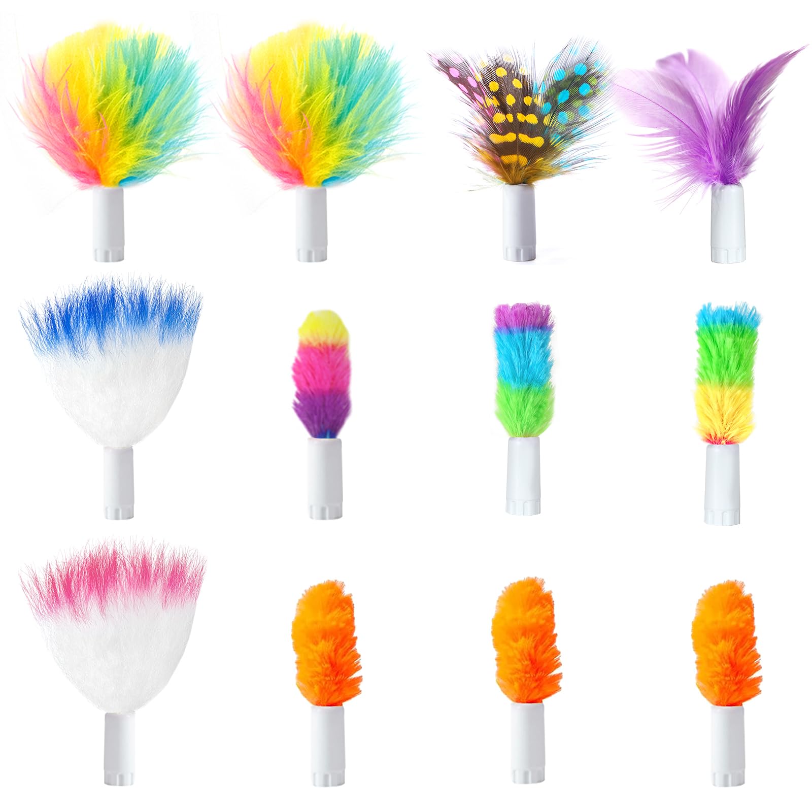 Orsda 12 Pcs Feathers Replacement And Soft Furry Accessories Only Fits Cat Toys, Interactive Toys For Indoor Cats-Not Fits For O