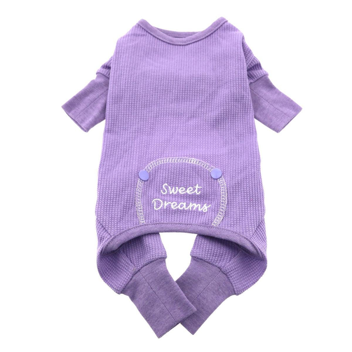 Doggie Design Sweet Dreams Thermal Cotton Pajamas For Dogs L (19'-21' Girth; 16'-19' Neck), Lilac