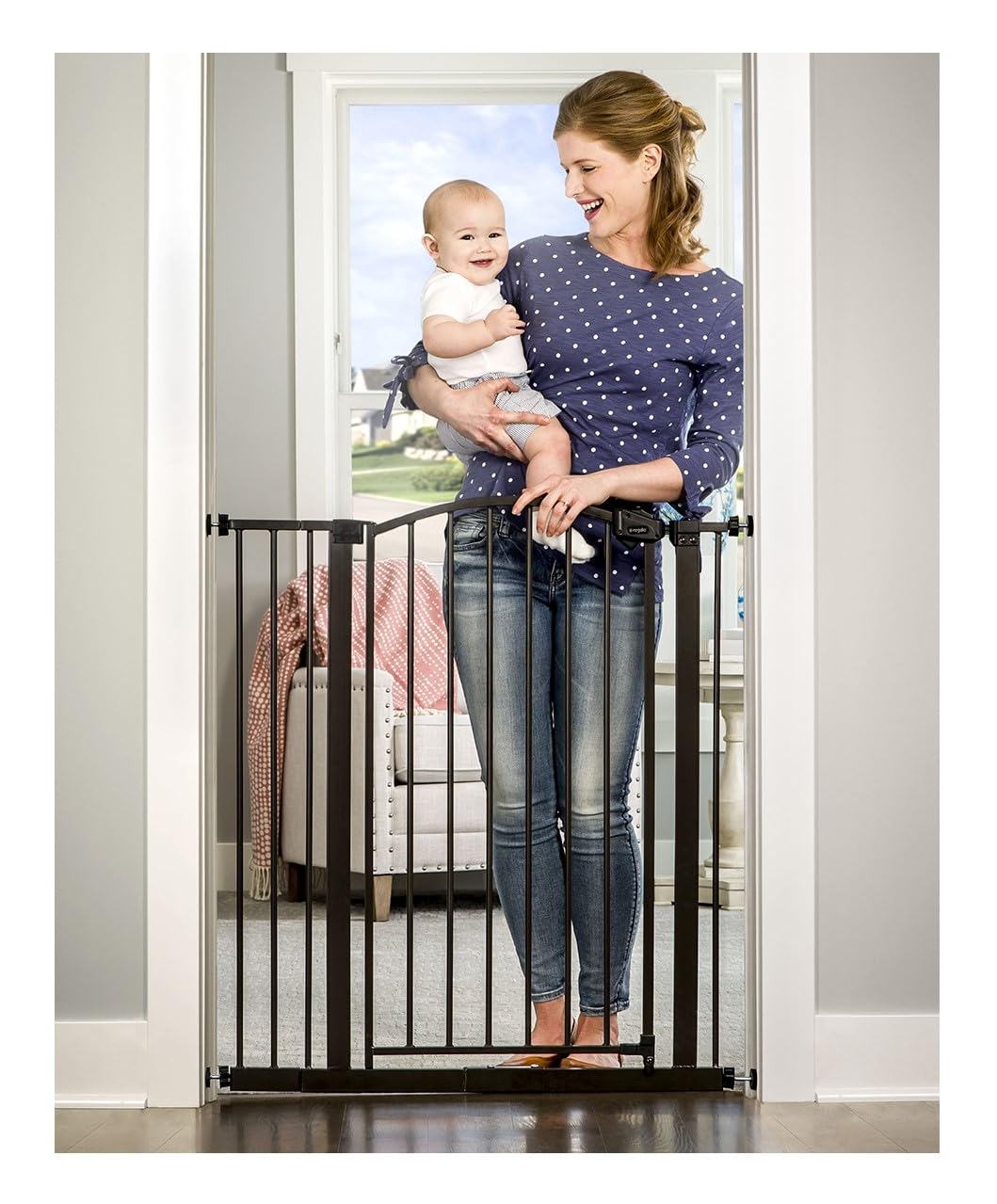 Regalo Easy Step Extra Tall Arched Décor Walk Thru Baby Gate, Includes 4-Inch Extension Kit, 4 Pack Pressure Mount Kit And 4 Pack Wall Mount Kit, Bronze, 36-Inches Tall (Pack Of 1)