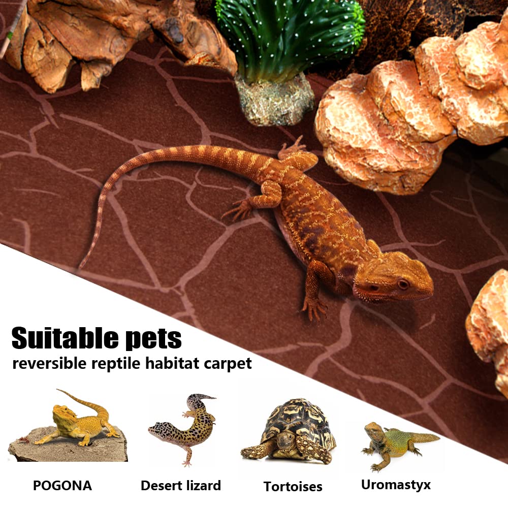 Rep Buddy 2 Pack Reptile Carpet Desert Reptile Mat & Reversible Substrate, Terrarium Liner Bedding, For Lizard,Chameleon,Gecko,S