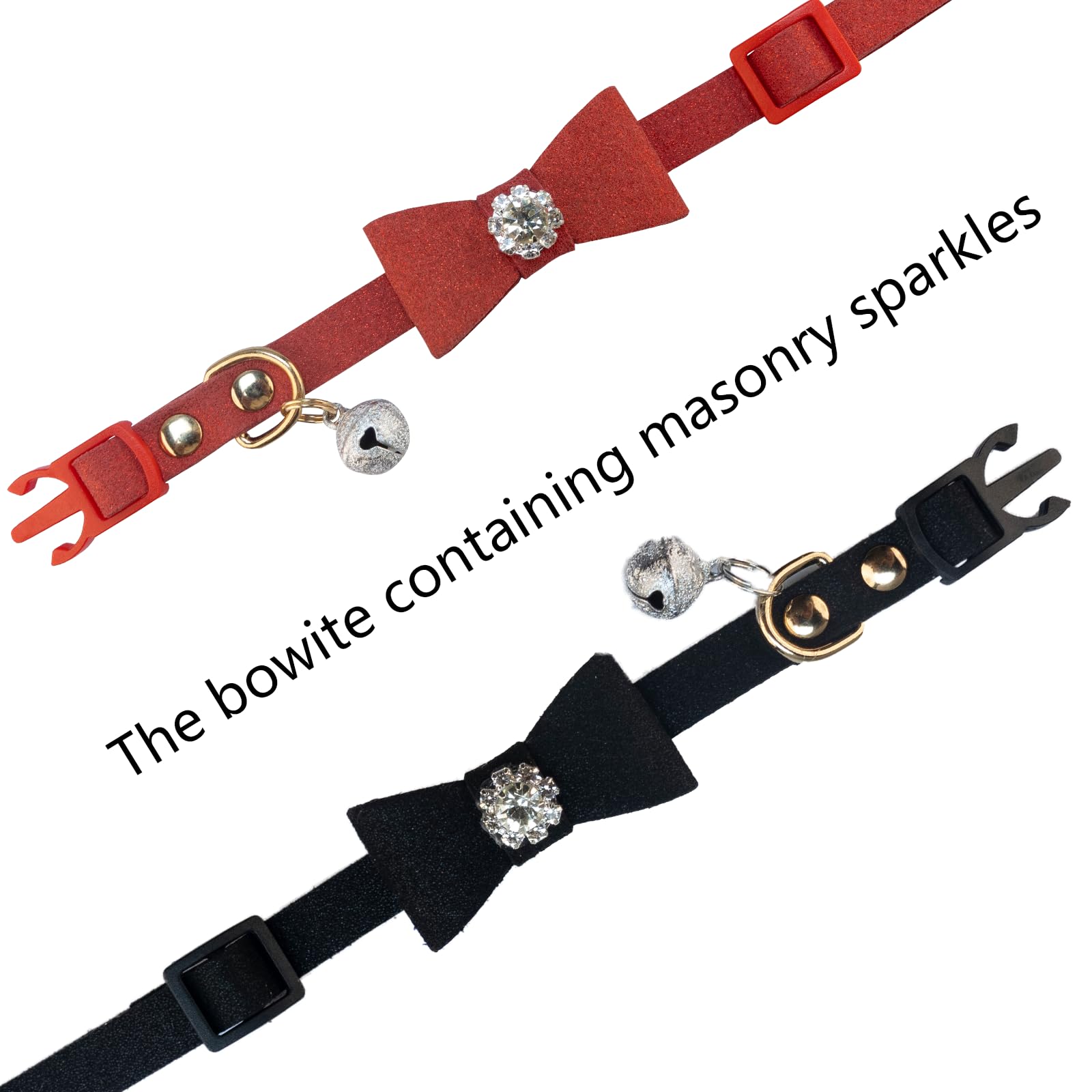 Superbuddy Cat Collars With Bells, Breakaway Kitten Collar, Cute Kitty Collar With Diamonds Bowtie Bell For Puppy Kitten In 2 Pa