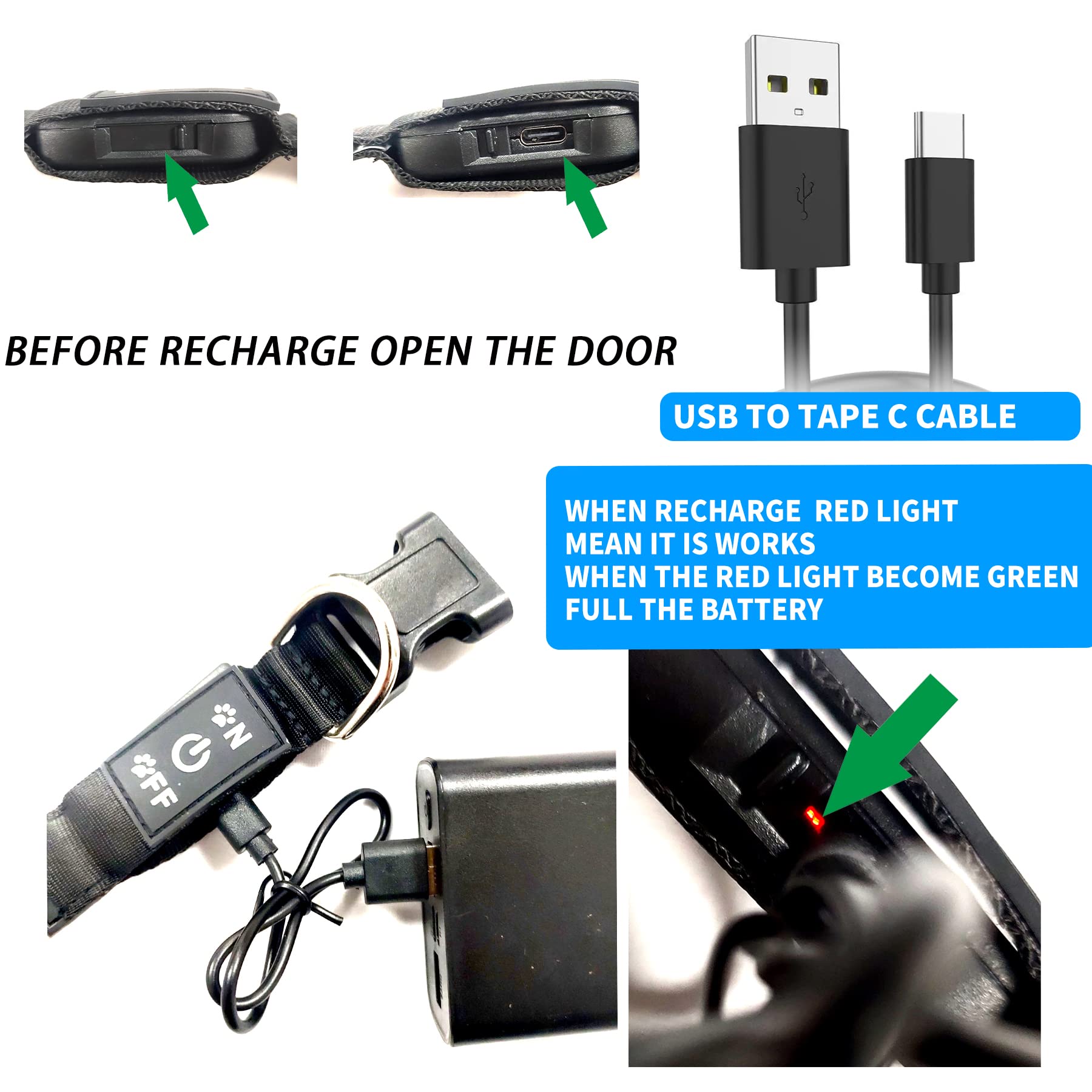 Dogled Usb-C Led Light Up Dog Collar, 3D Design Comfortable And Soft Material,Multicolored Lighting,Night Dog Collar (Bt-Blue, X